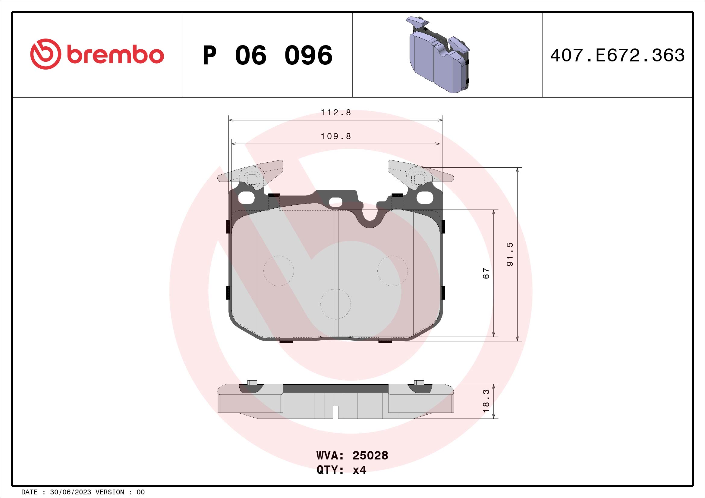 BREMBO Első fékbetét P06096_BREMBO