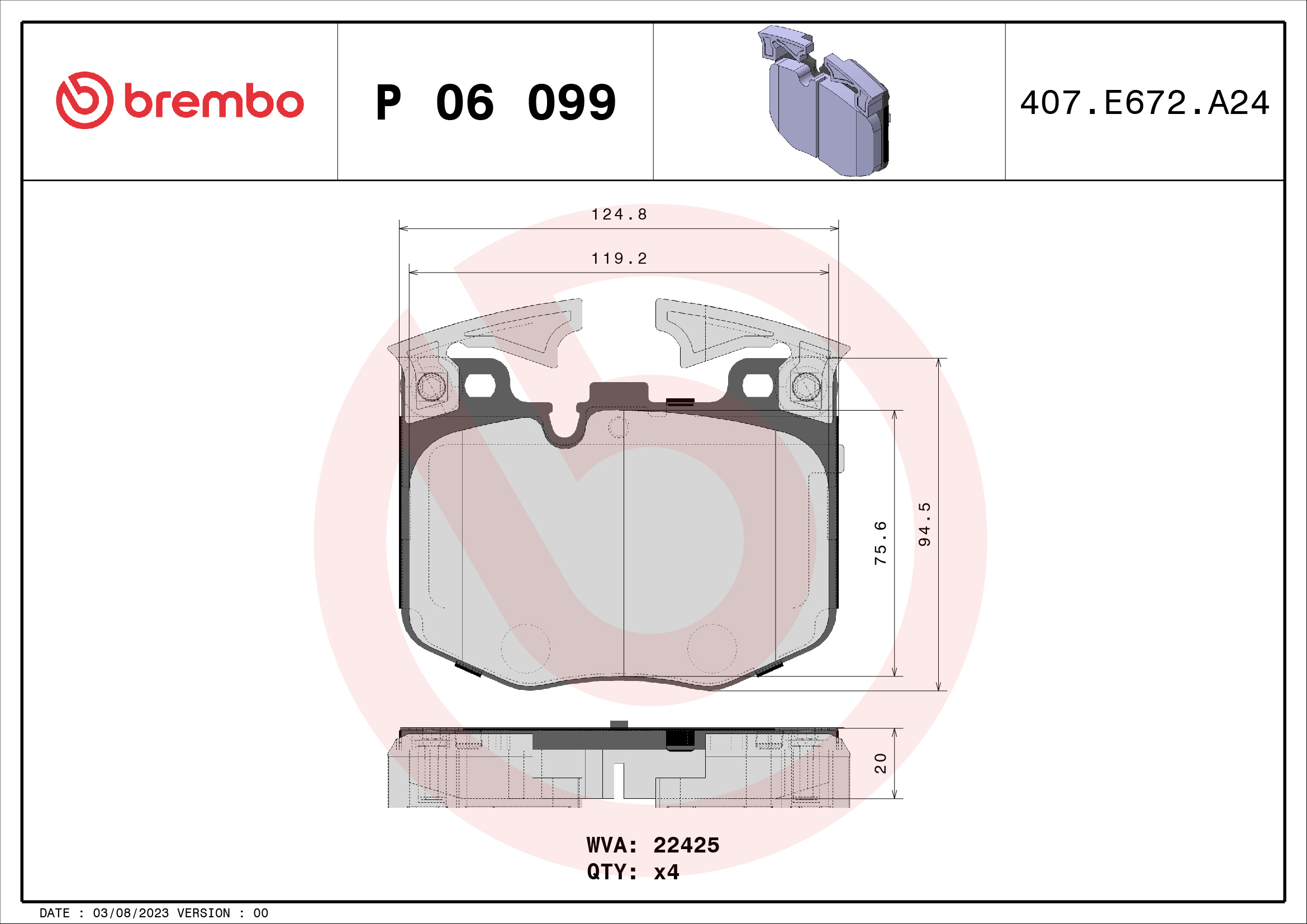 BREMBO Első fékbetét P06099_BREMBO