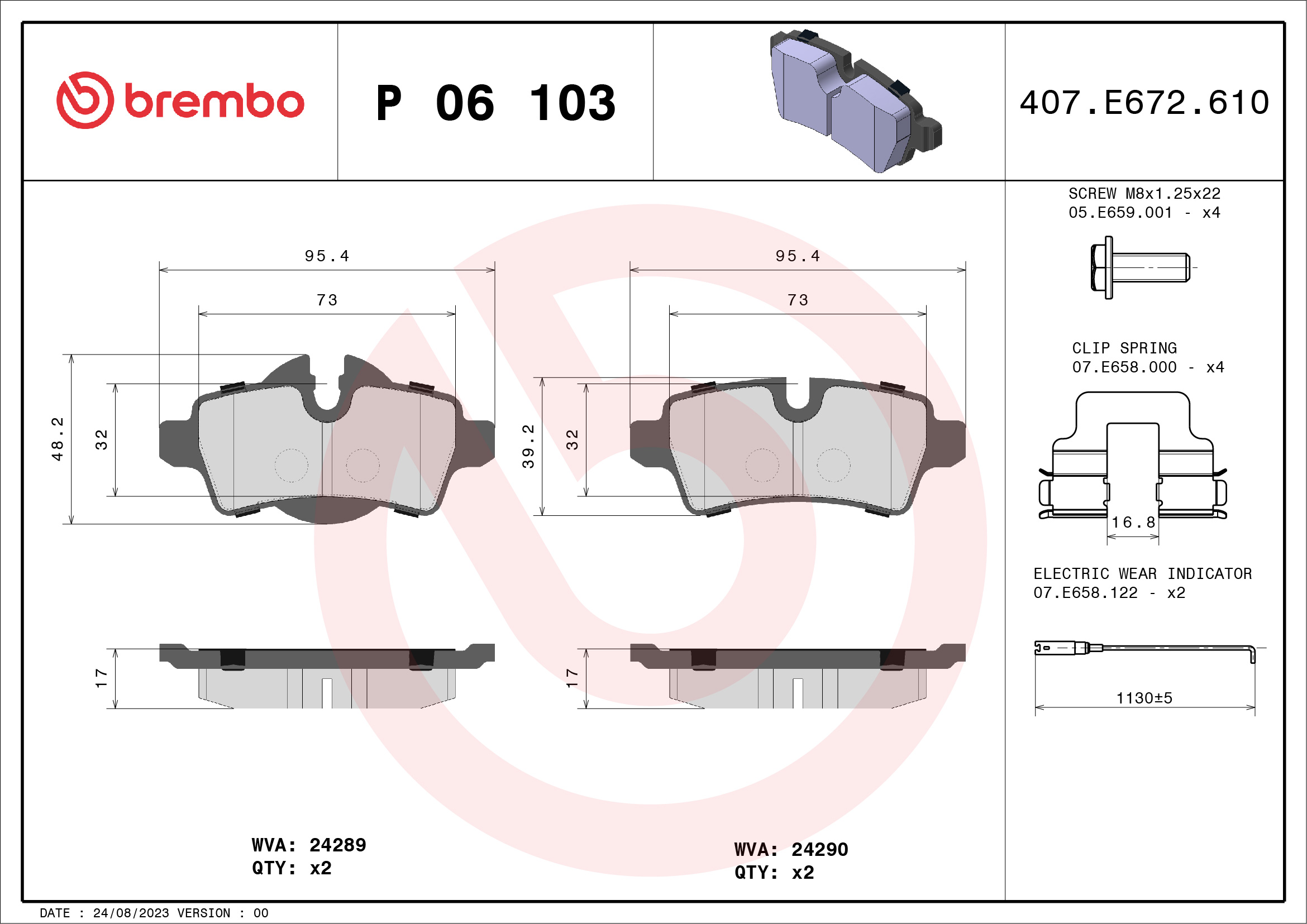 BREMBO Fékbetét, mind P06103_BREMBO