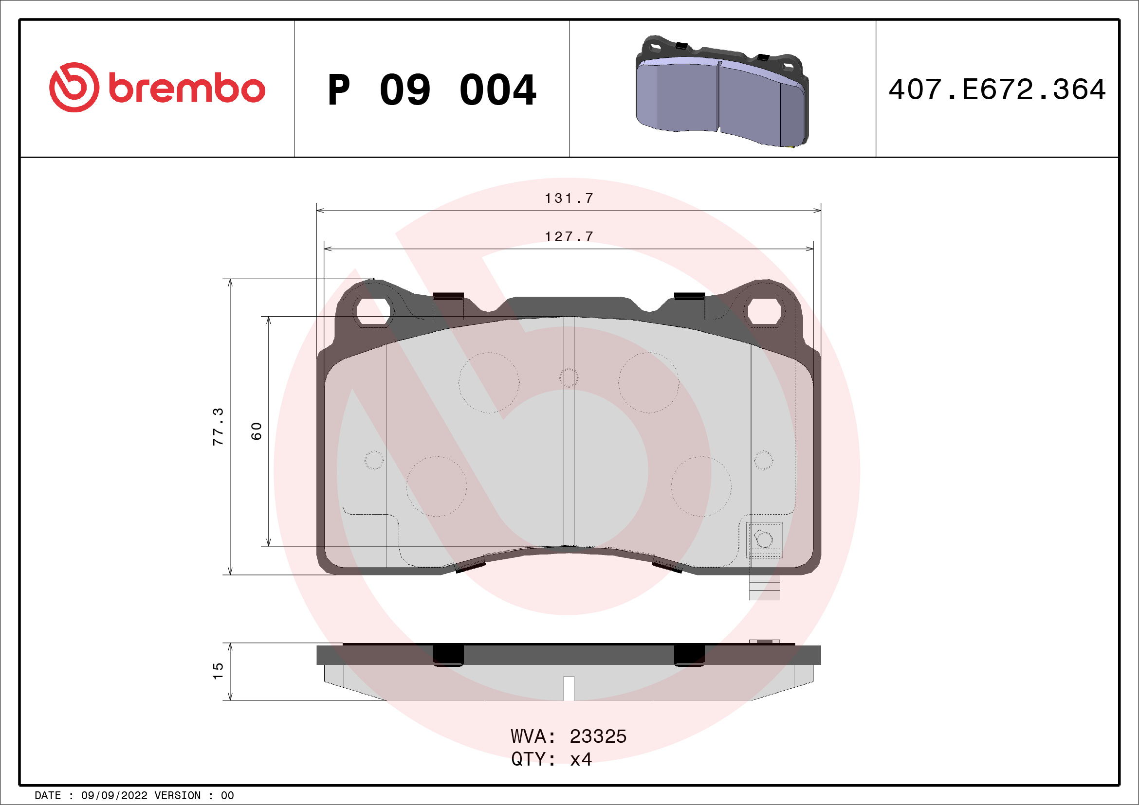 BREMBO Fékbetét, mind P09004_BREMBO