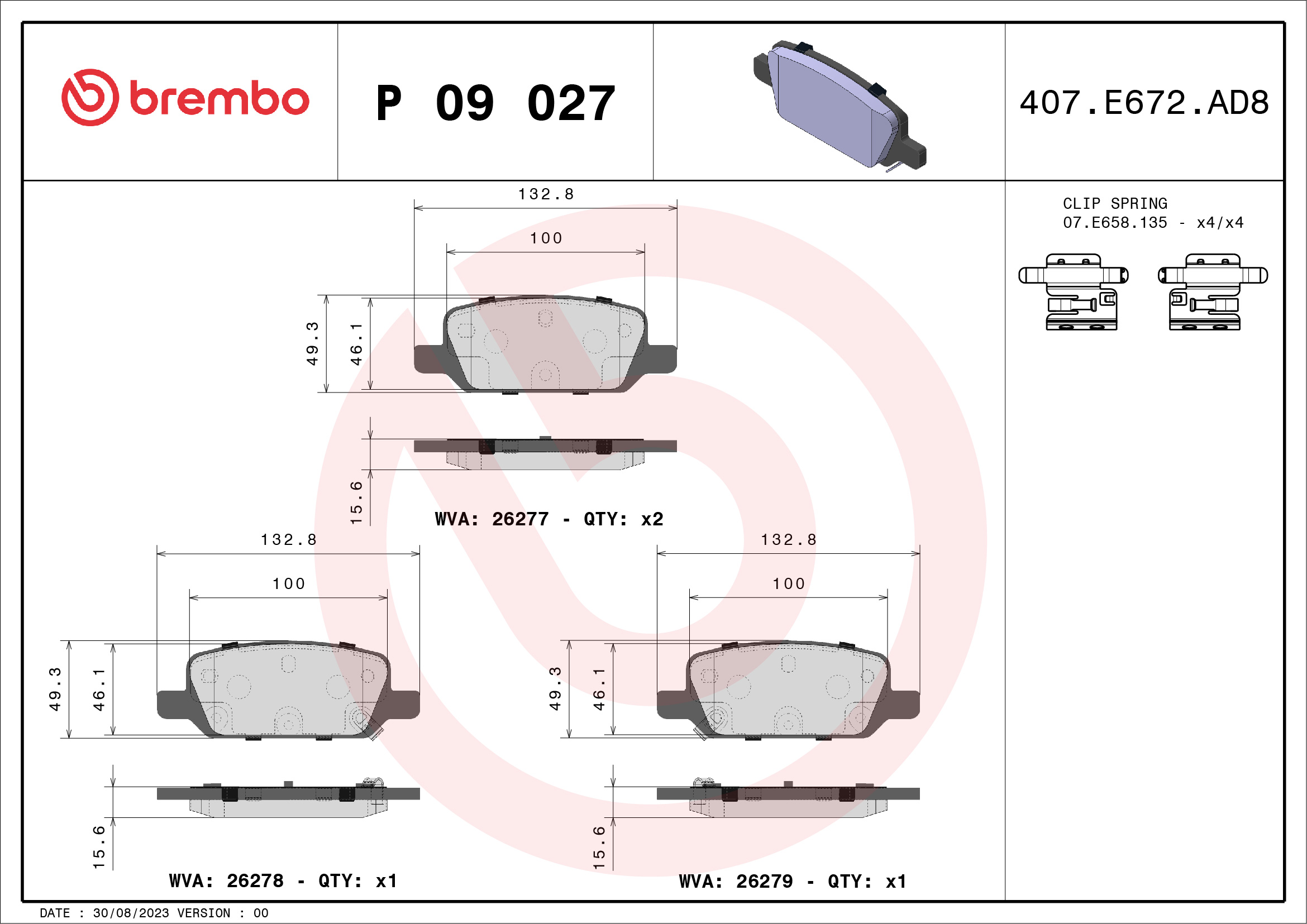 BREMBO Fékbetét, mind P09027_BREMBO