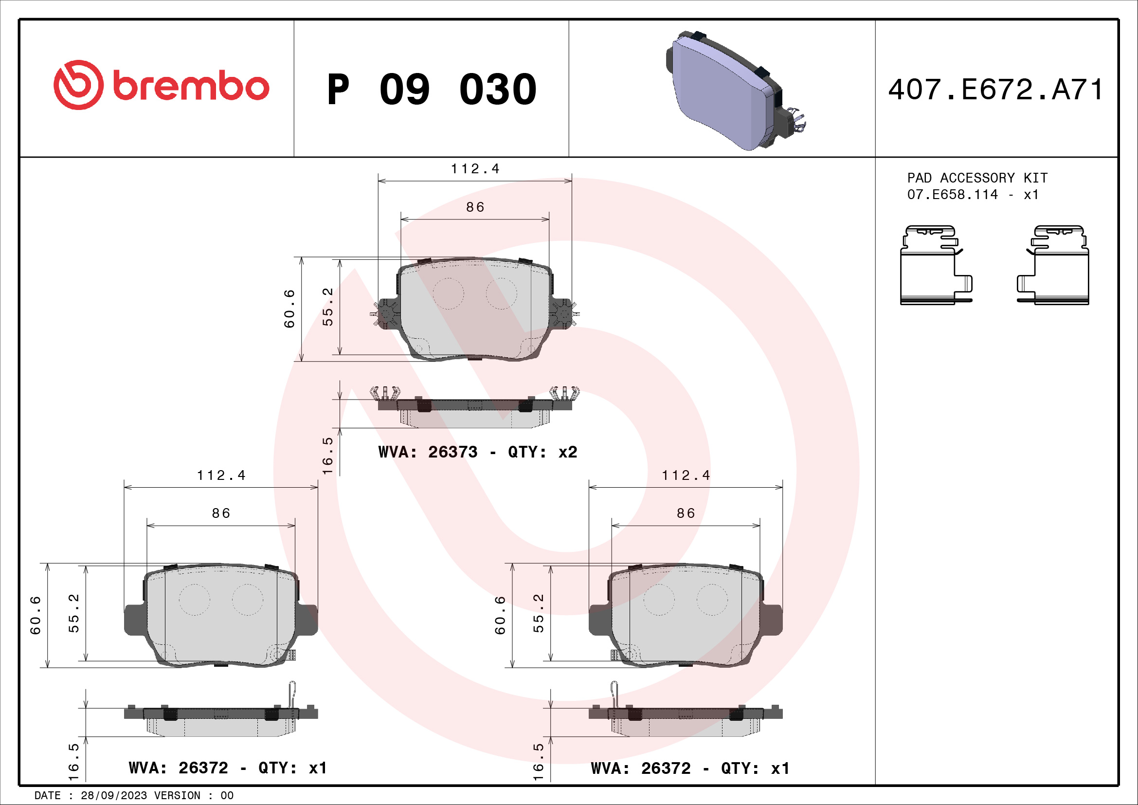 BREMBO Fékbetét, mind P09030_BREMBO