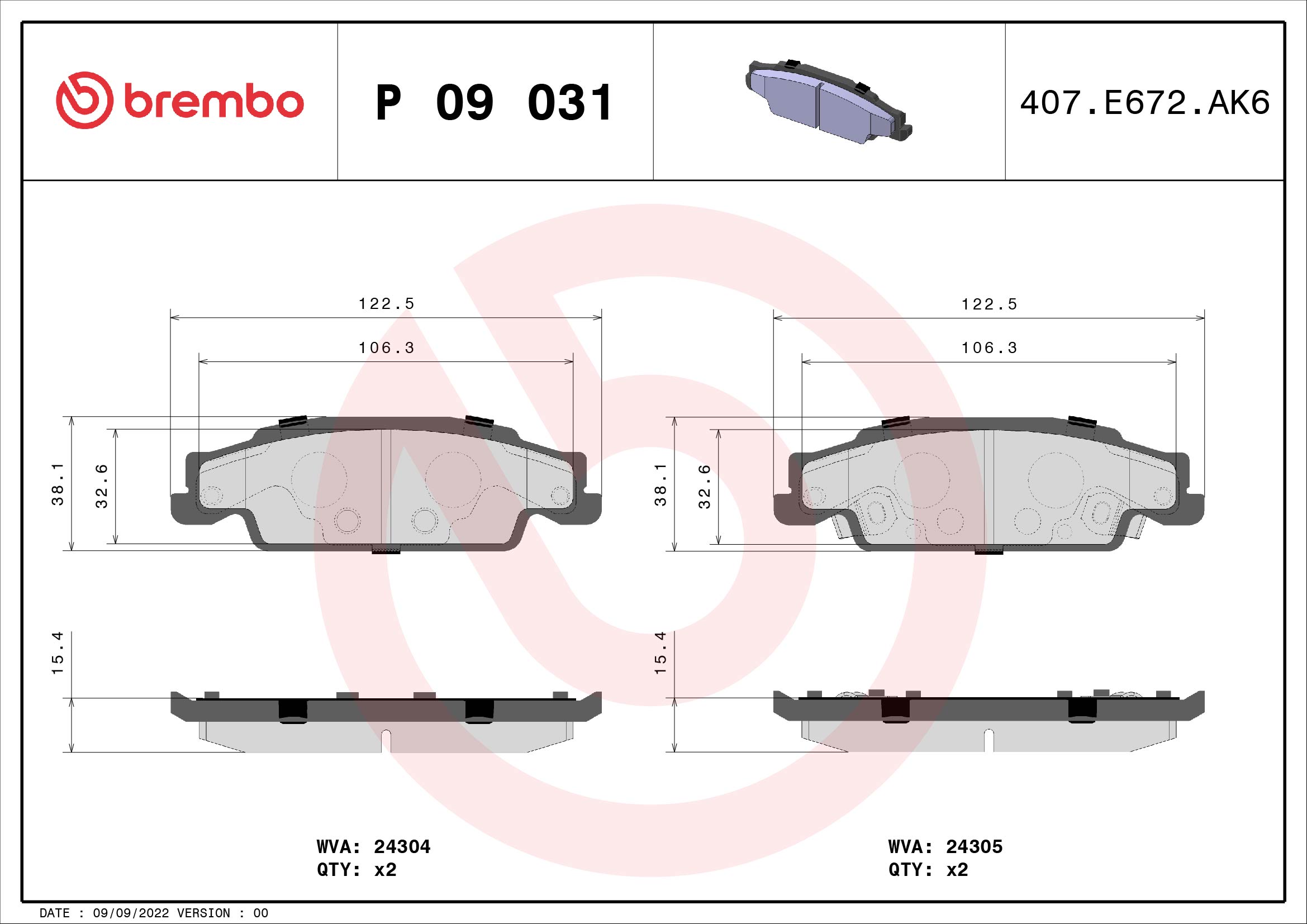 BREMBO Fékbetét, mind P09031_BREMBO