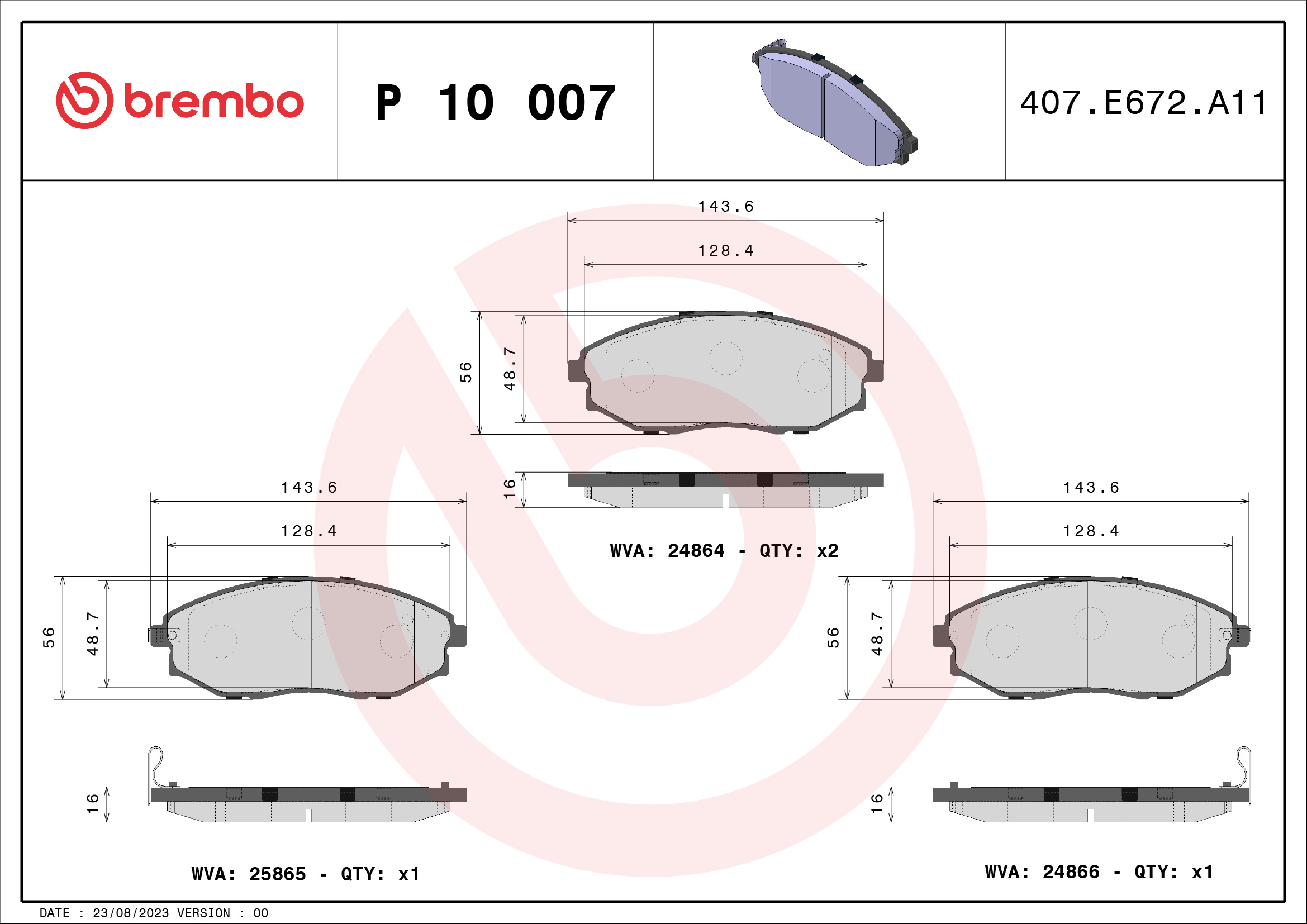 BREMBO Első fékbetét P10007_BREMBO