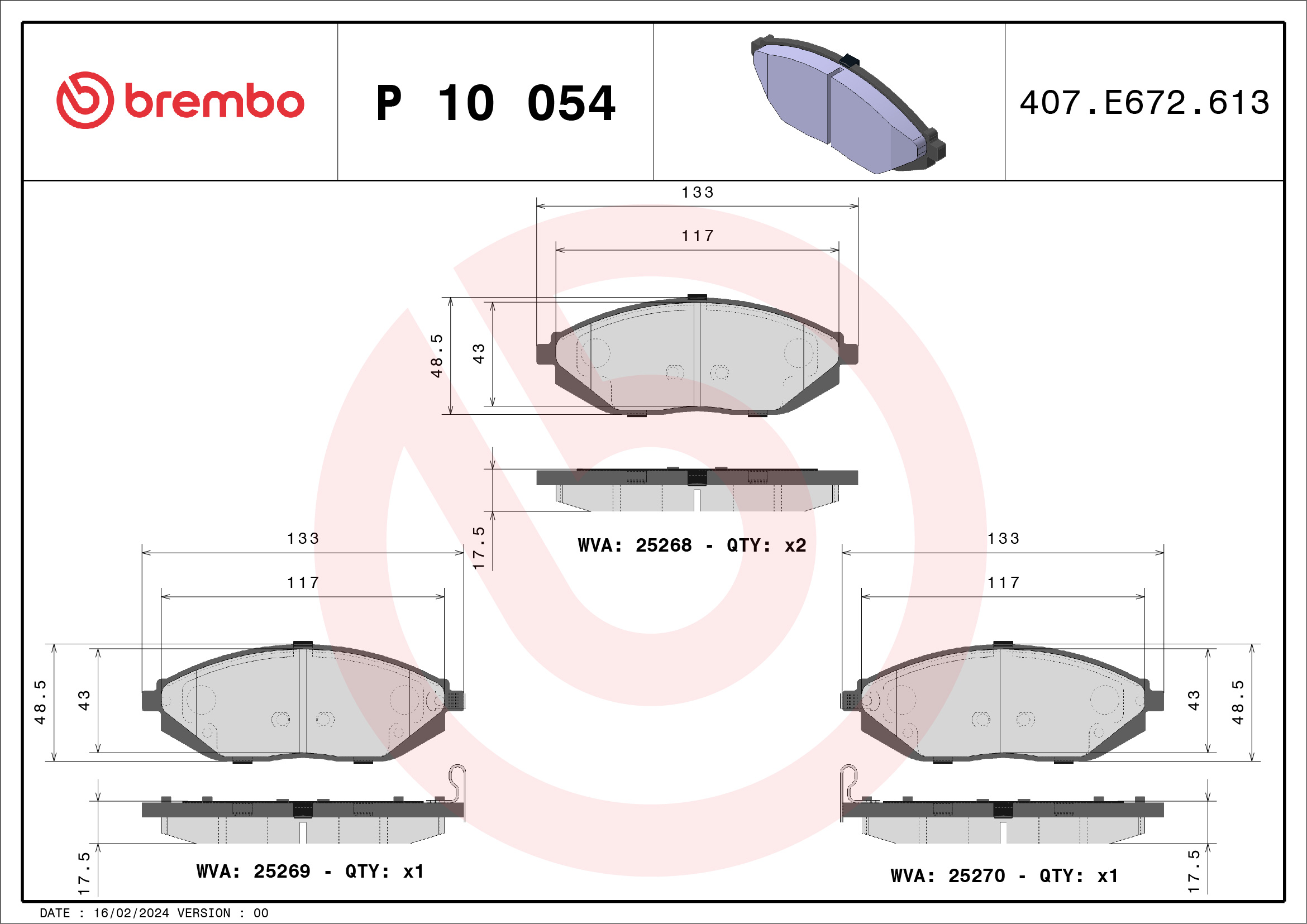 BREMBO Első fékbetét P10054_BREMBO