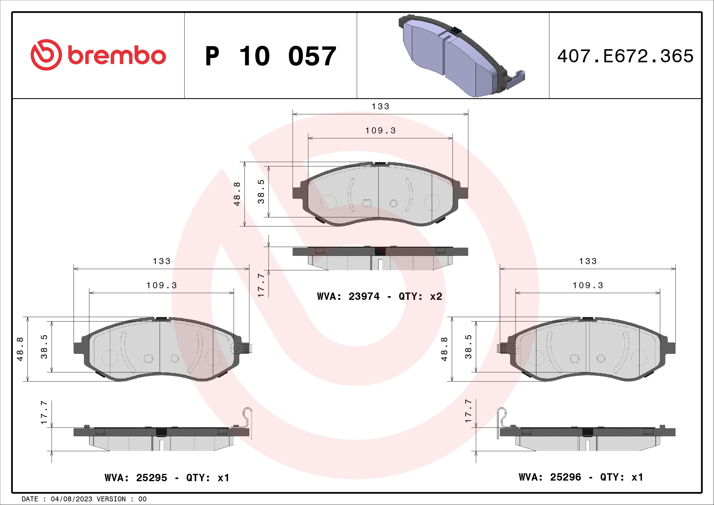 BREMBO Fékbetét, mind P10057_BREMBO