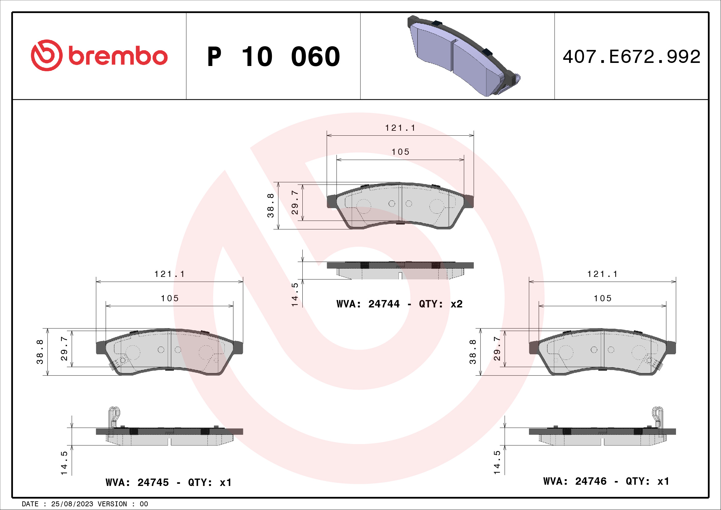 BREMBO Hátsó fékbetét P10060_BREMBO