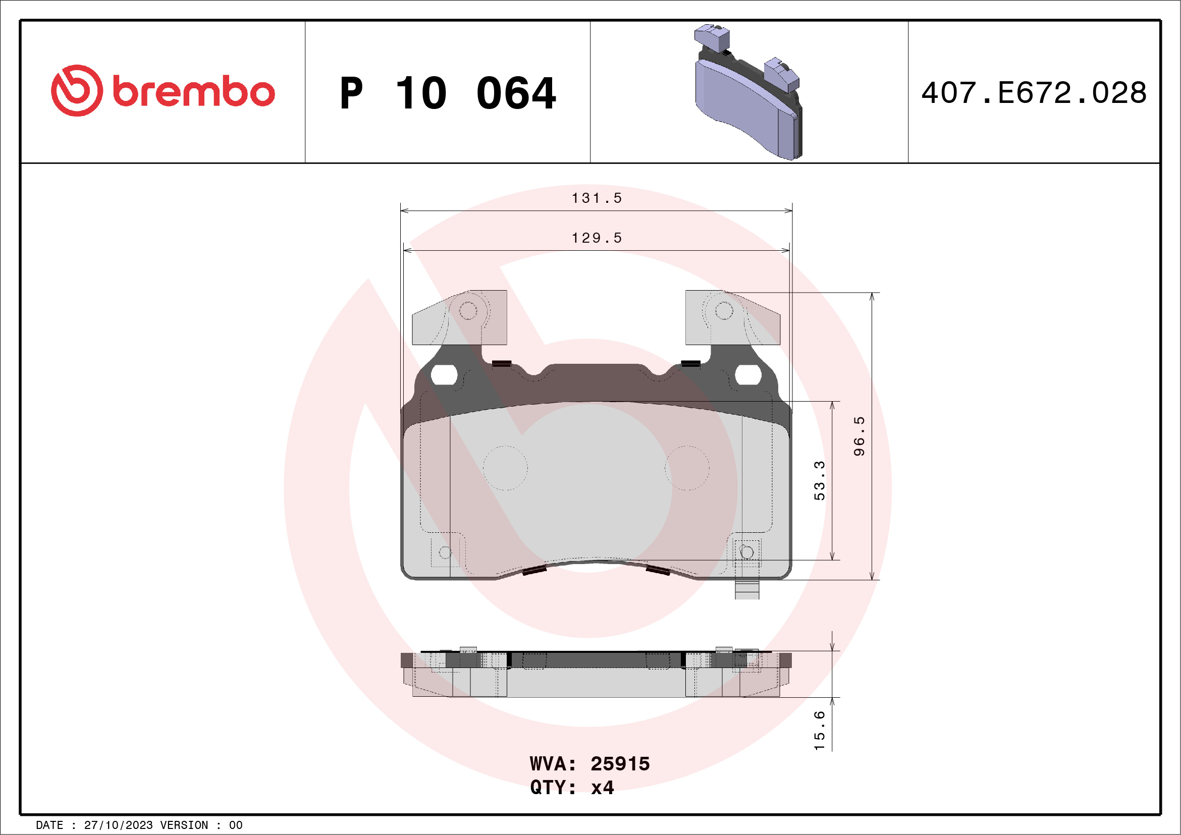 BREMBO Fékbetét, mind P10064_BREMBO