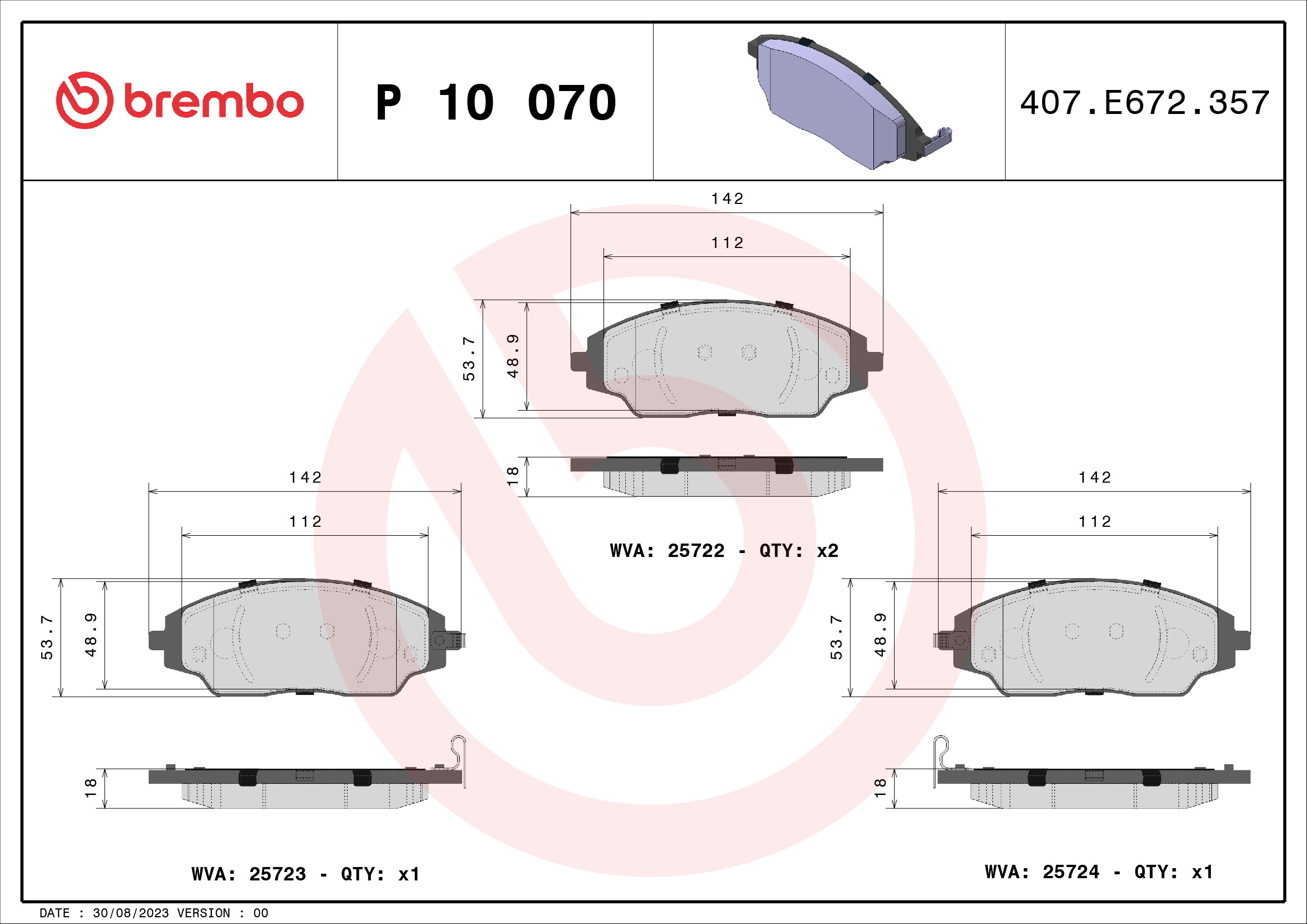 BREMBO Fékbetét, mind P10070_BREMBO