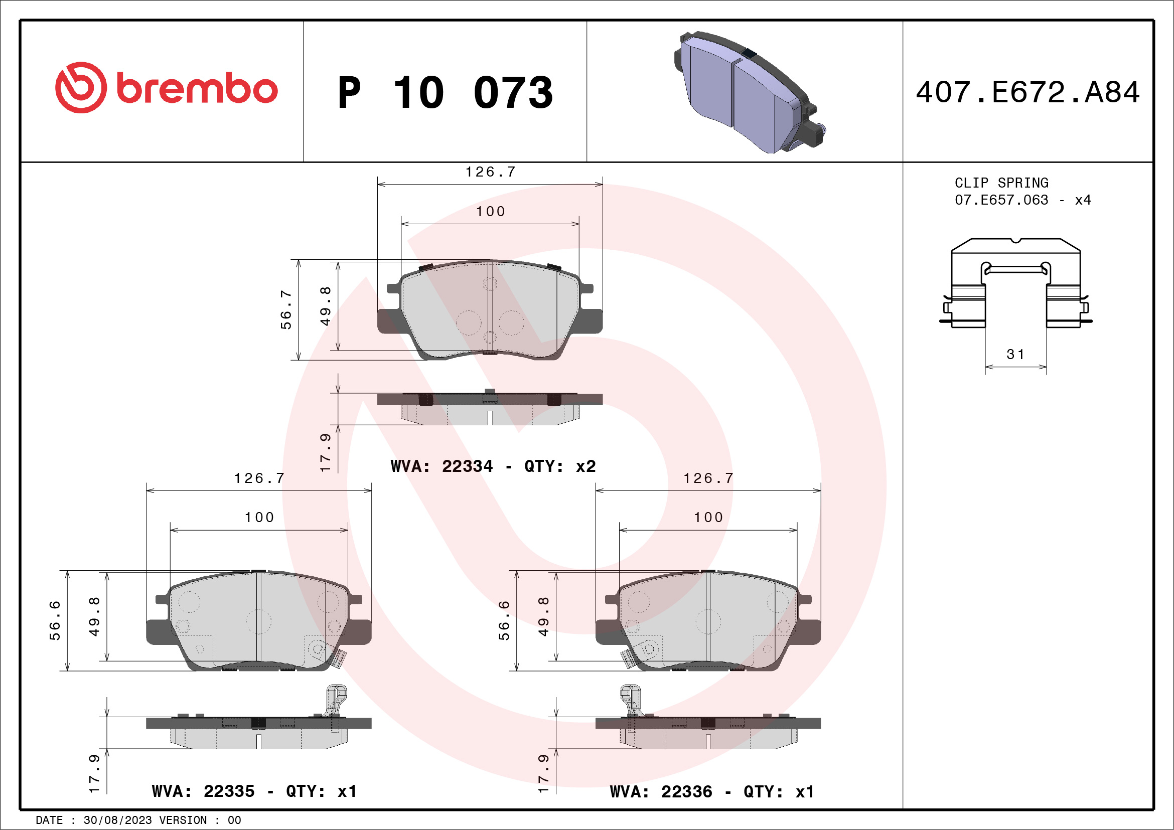 BREMBO Fékbetét, mind P10073_BREMBO