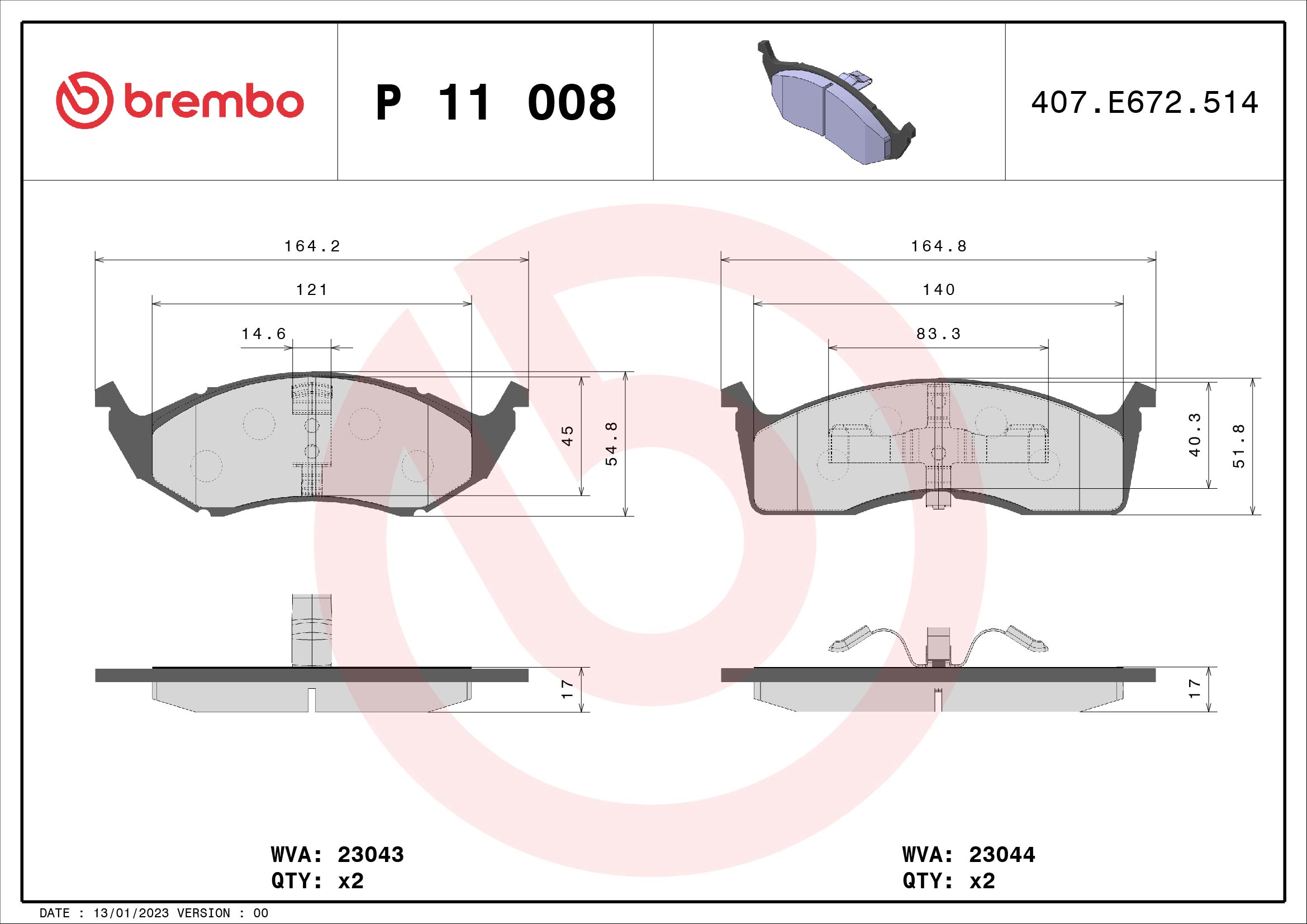 BREMBO Első fékbetét P11008_BREMBO