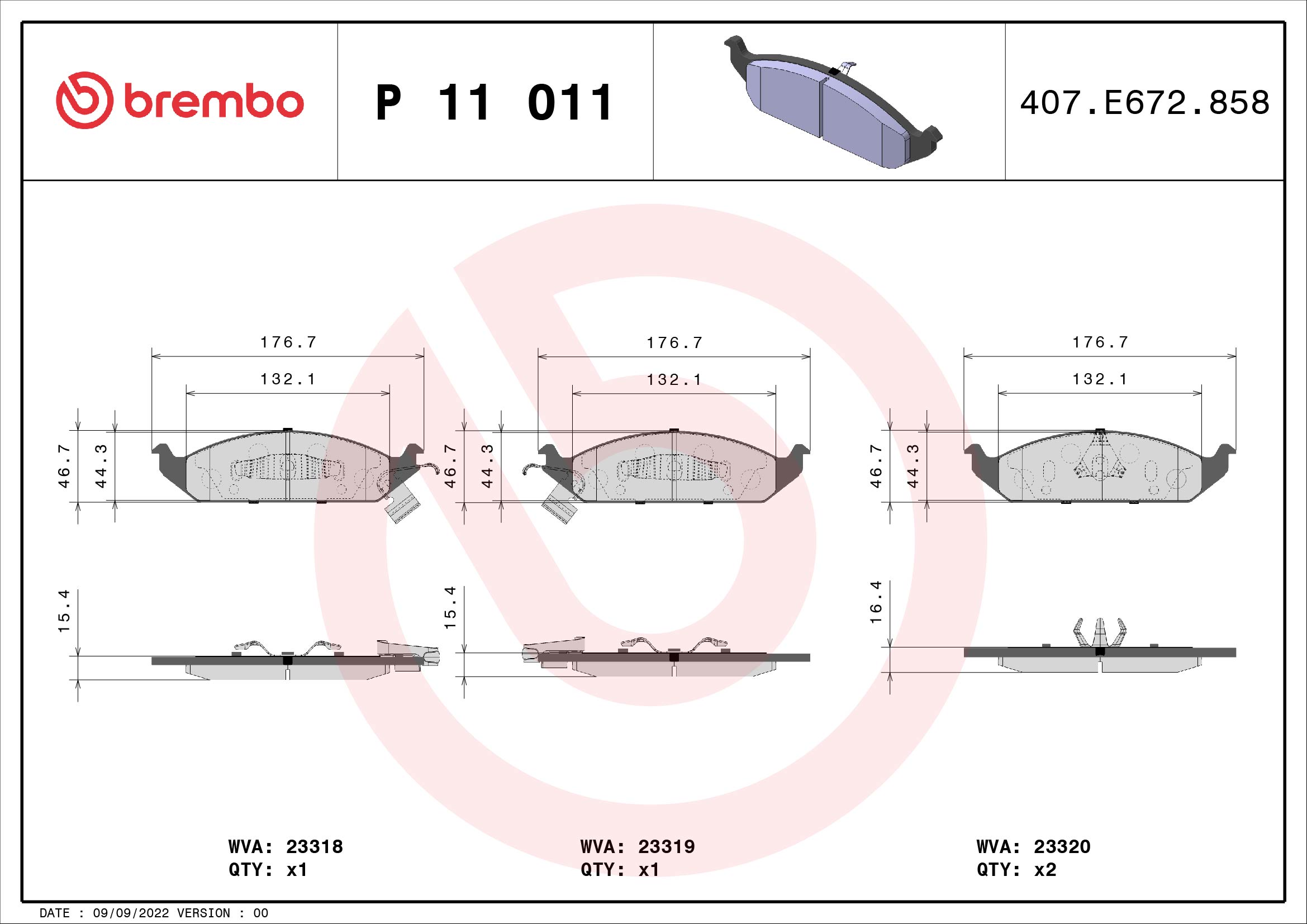 BREMBO Első fékbetét P11011_BREMBO