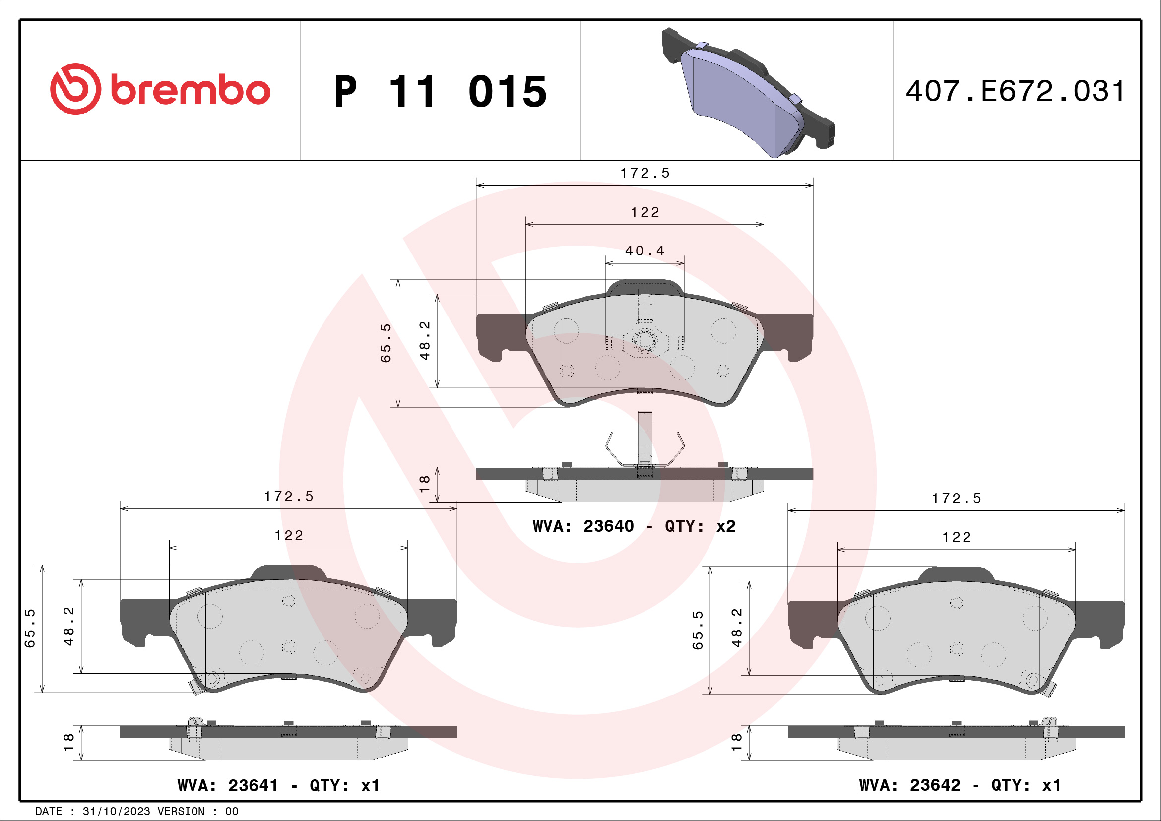 BREMBO Első fékbetét P11015_BREMBO