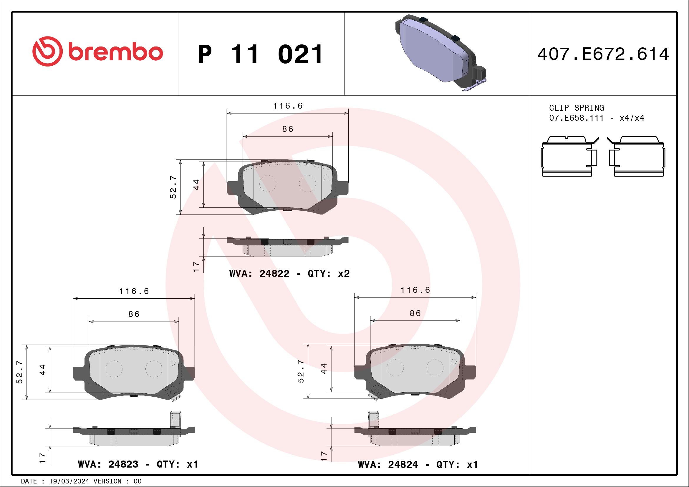 BREMBO Hátsó fékbetét P11021_BREMBO