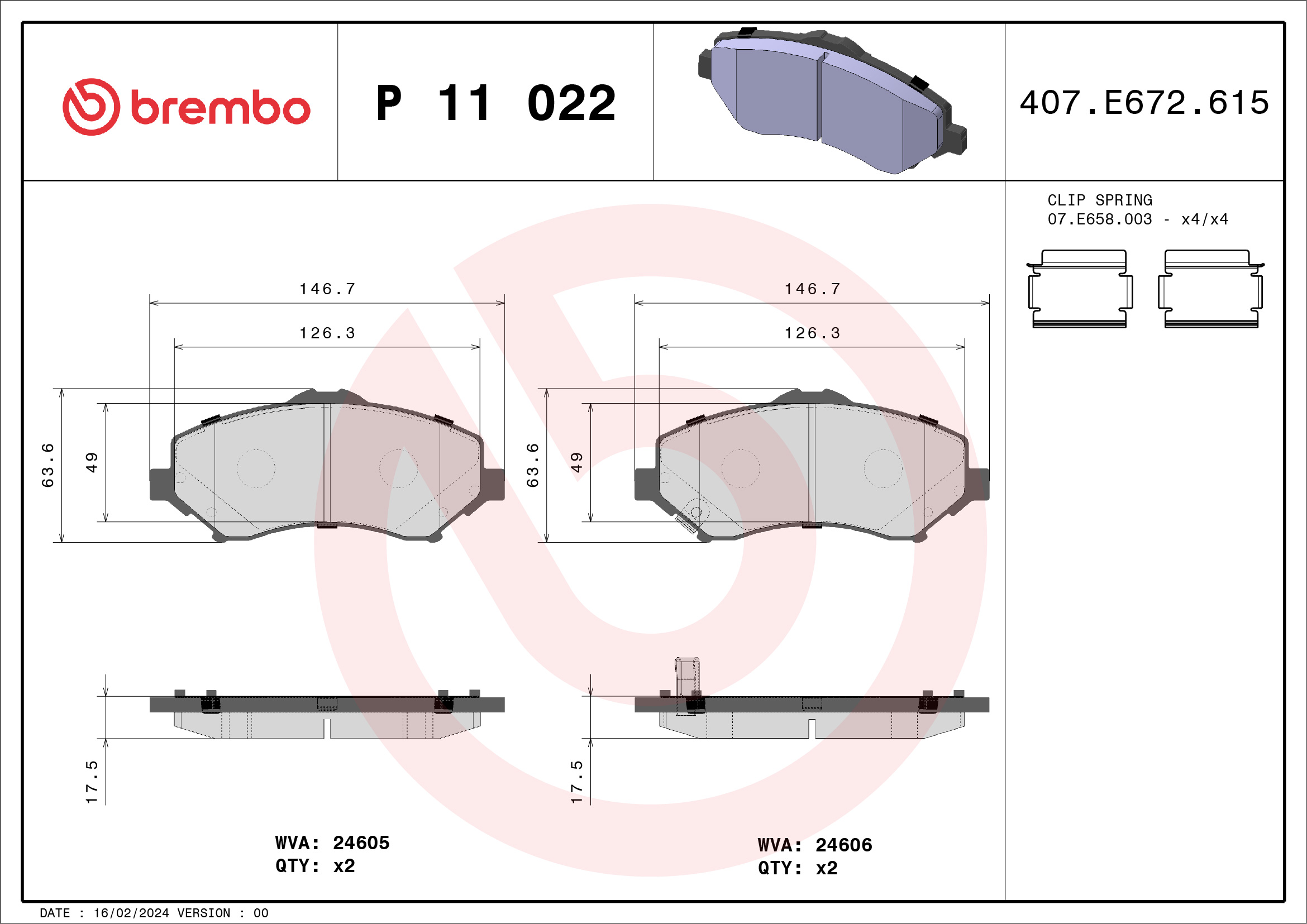 BREMBO Első fékbetét P11022_BREMBO