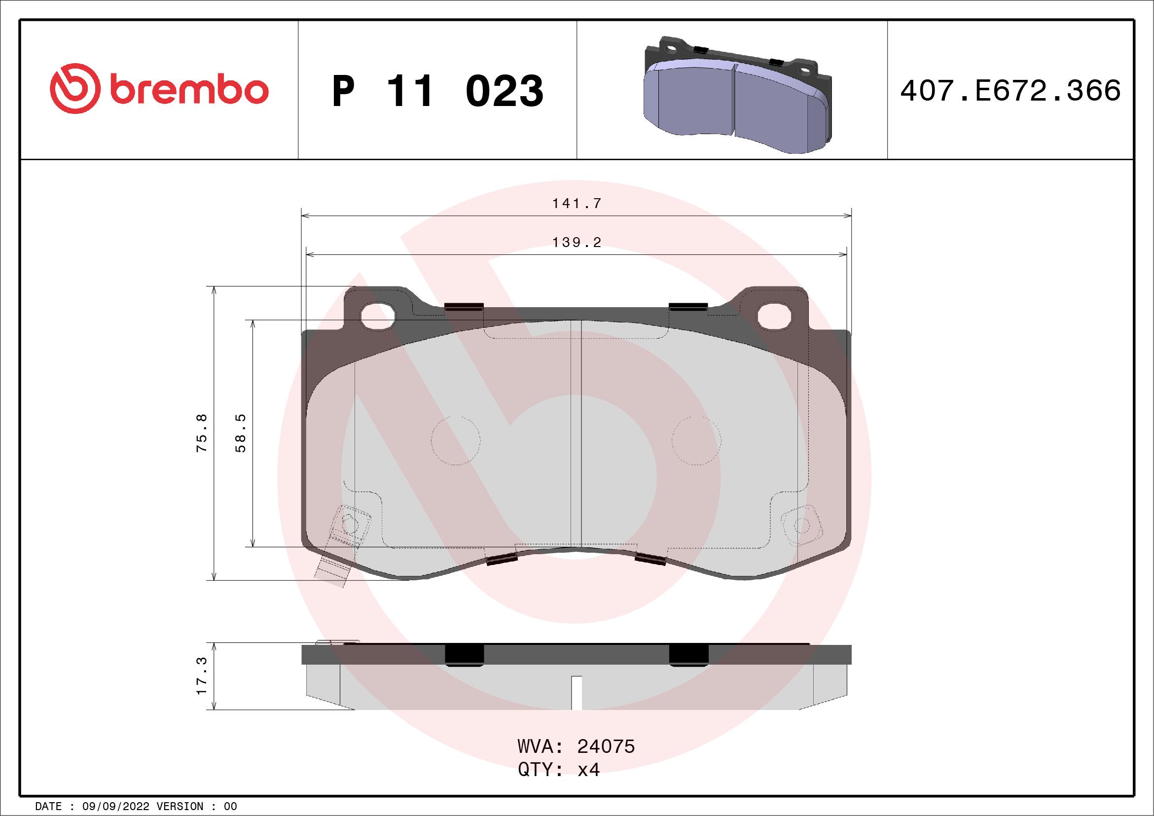 BREMBO Első fékbetét P11023_BREMBO