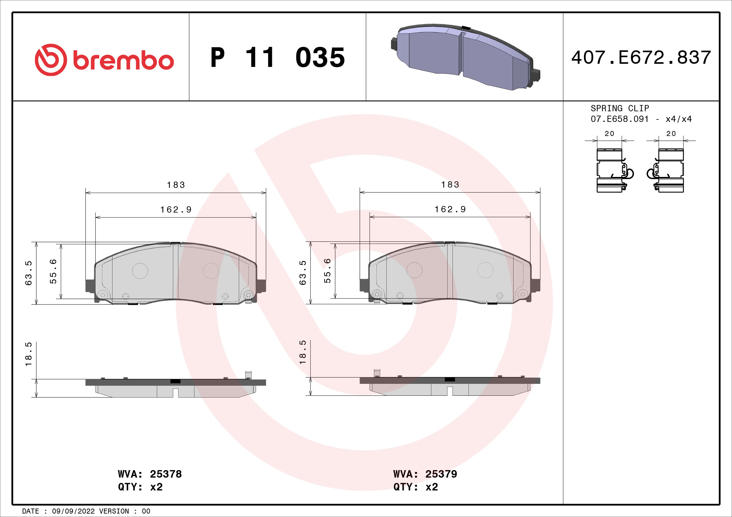 BREMBO Első fékbetét P11035_BREMBO