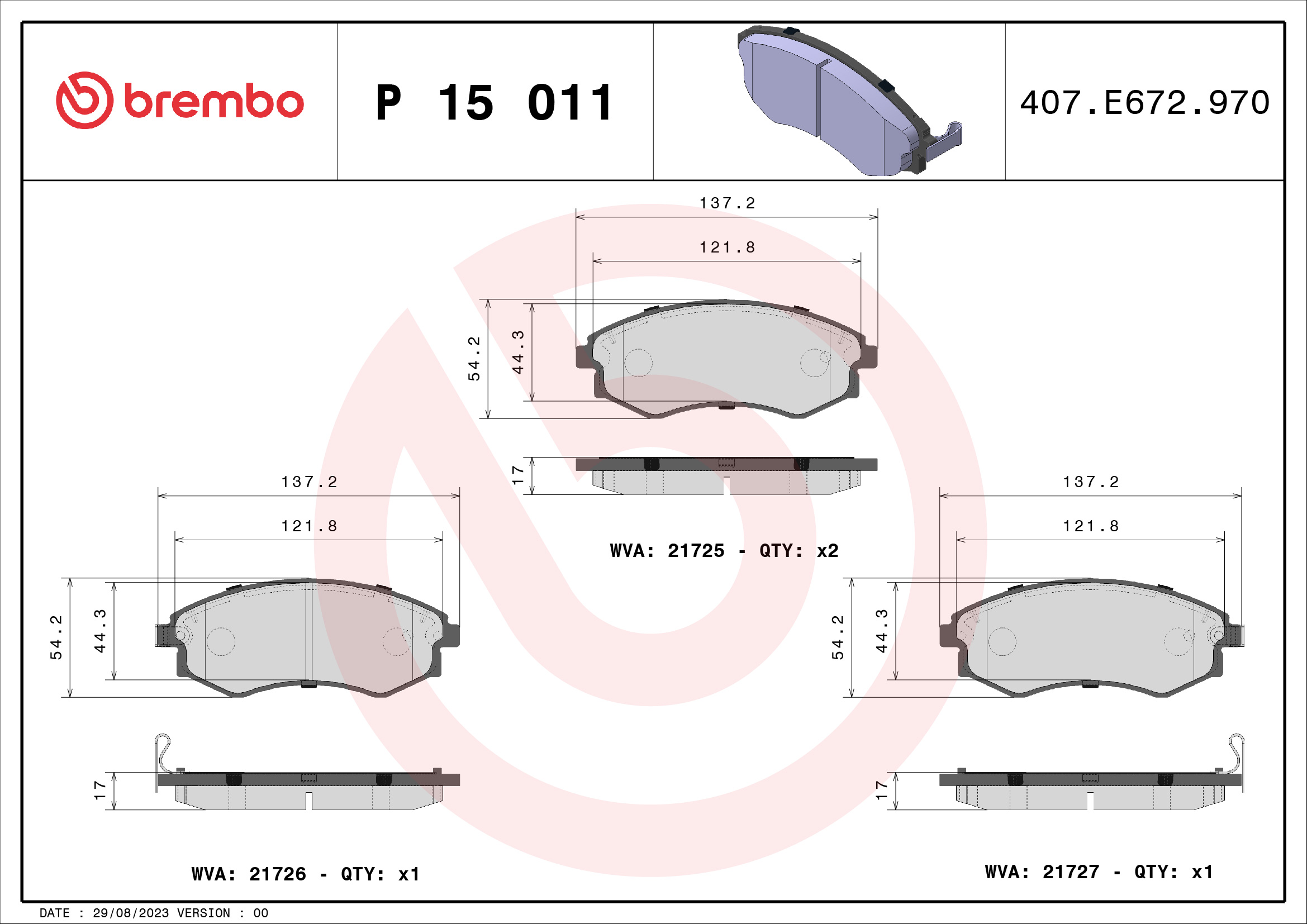 BREMBO Első fékbetét P15011_BREMBO