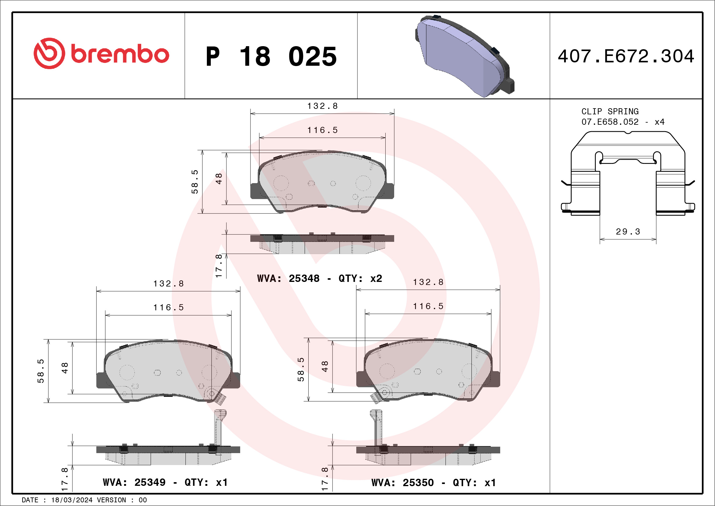 BREMBO Első fékbetét P18025_BREMBO