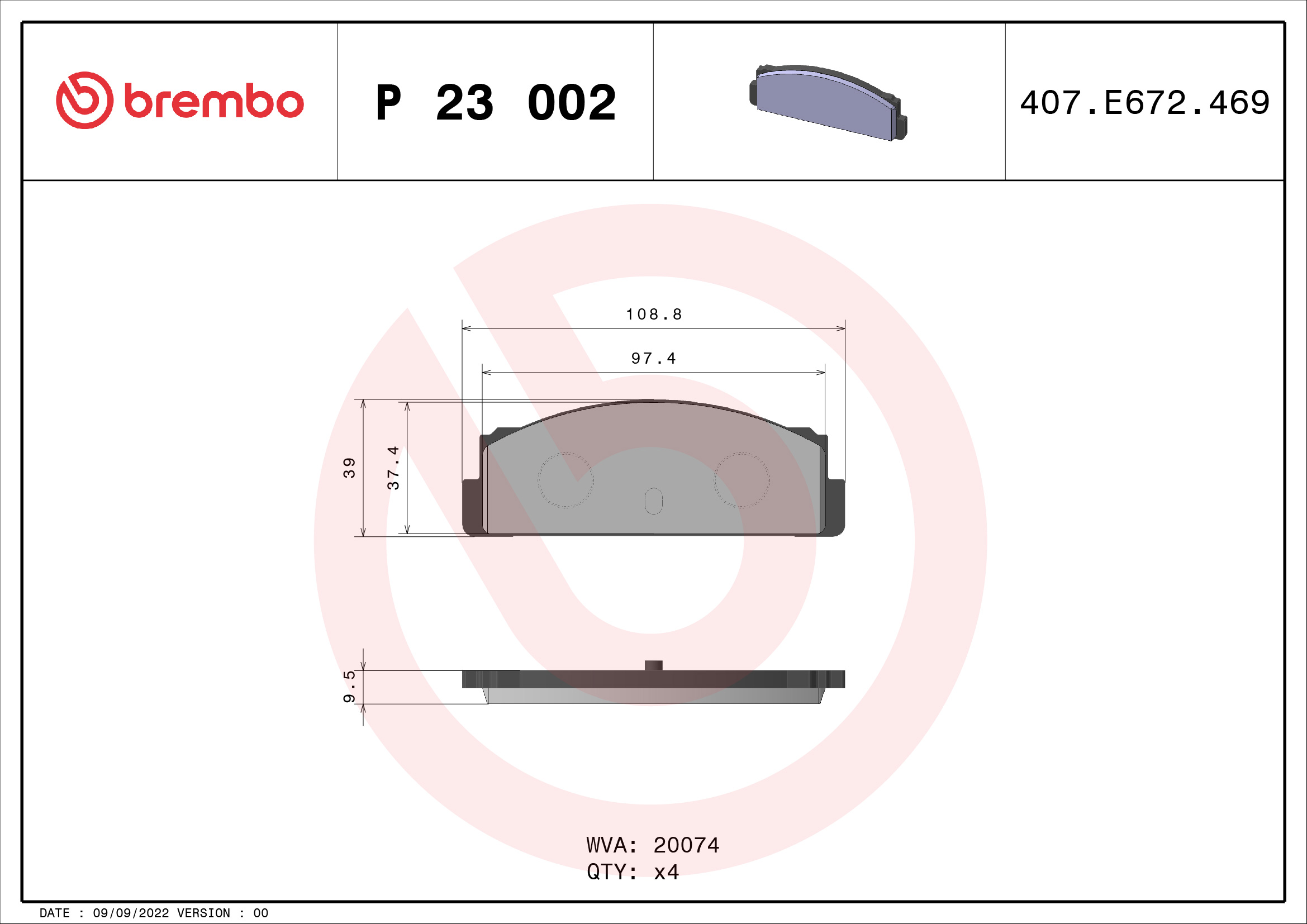 BREMBO Hátsó fékbetét P23002_BREMBO