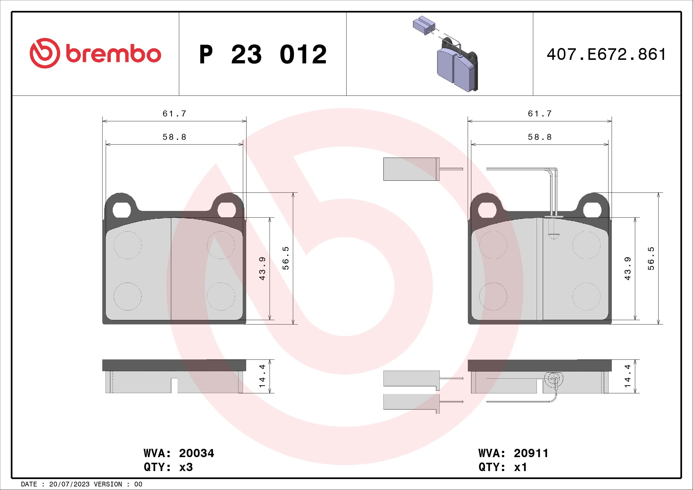 BREMBO Első fékbetét P23012_BREMBO