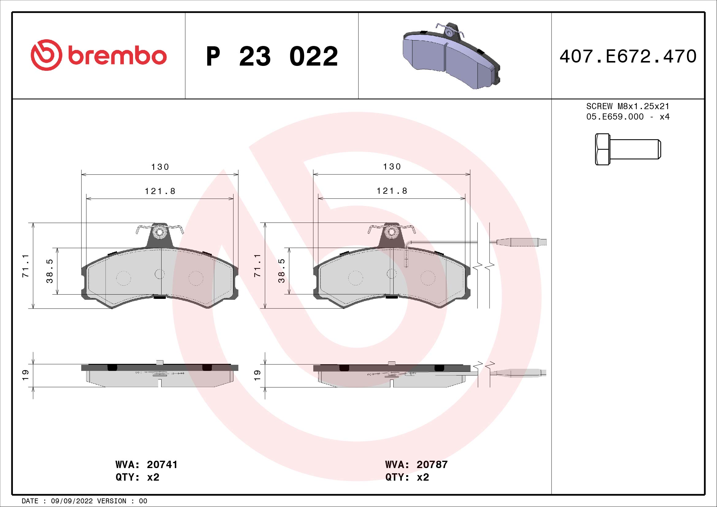 BREMBO Első fékbetét P23022_BREMBO