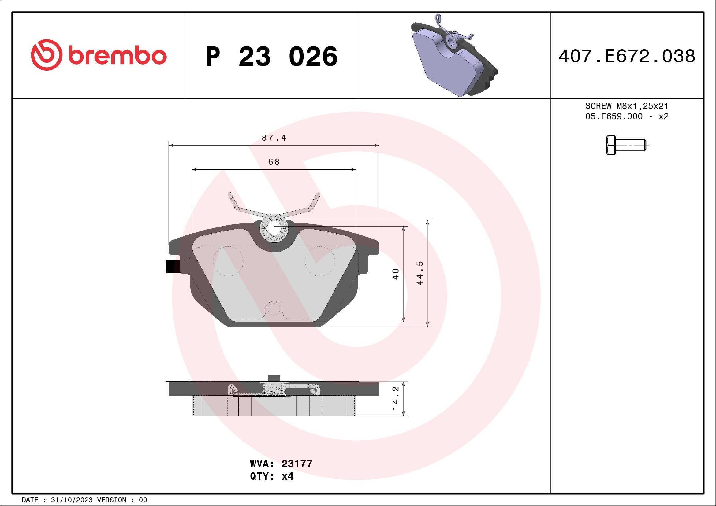 BREMBO Hátsó fékbetét P23026_BREMBO