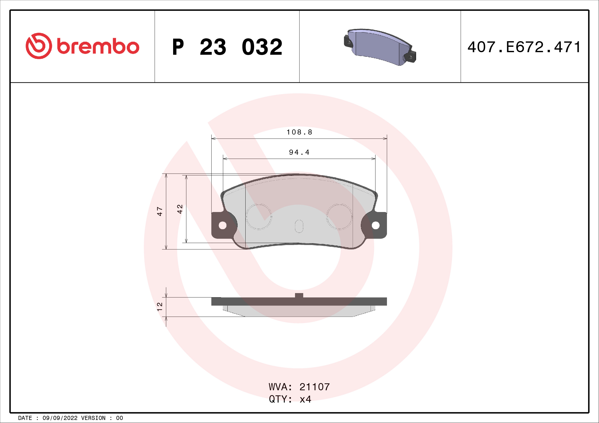 BREMBO Hátsó fékbetét P23032_BREMBO