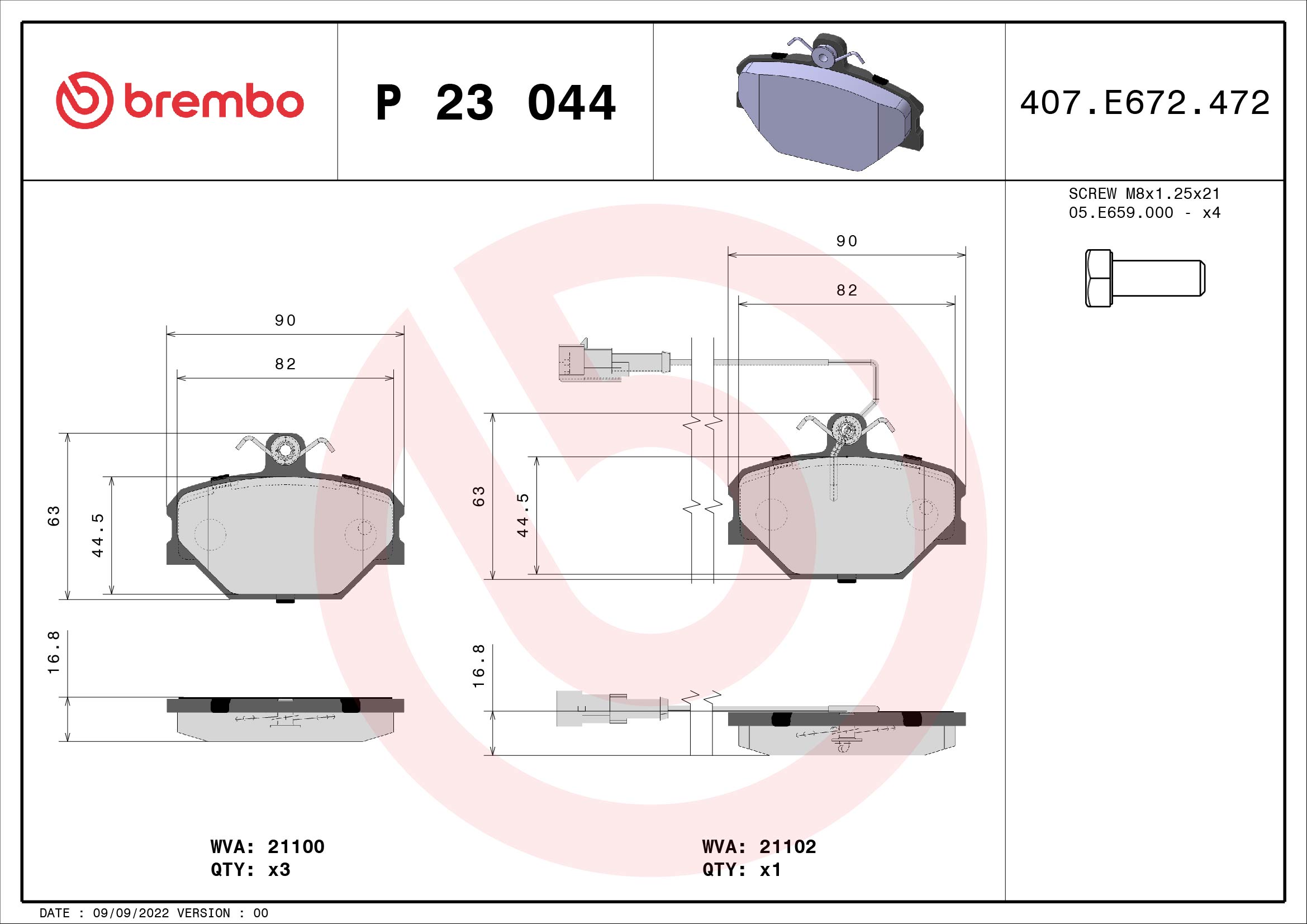 BREMBO Első fékbetét P23044_BREMBO