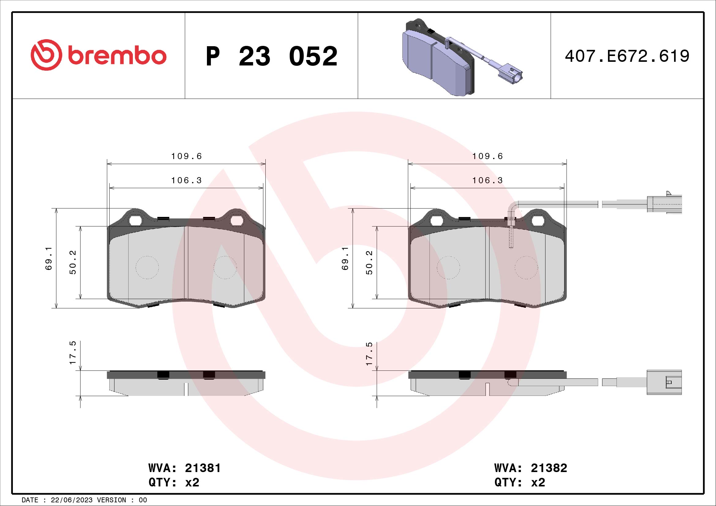 BREMBO Első fékbetét P23052_BREMBO