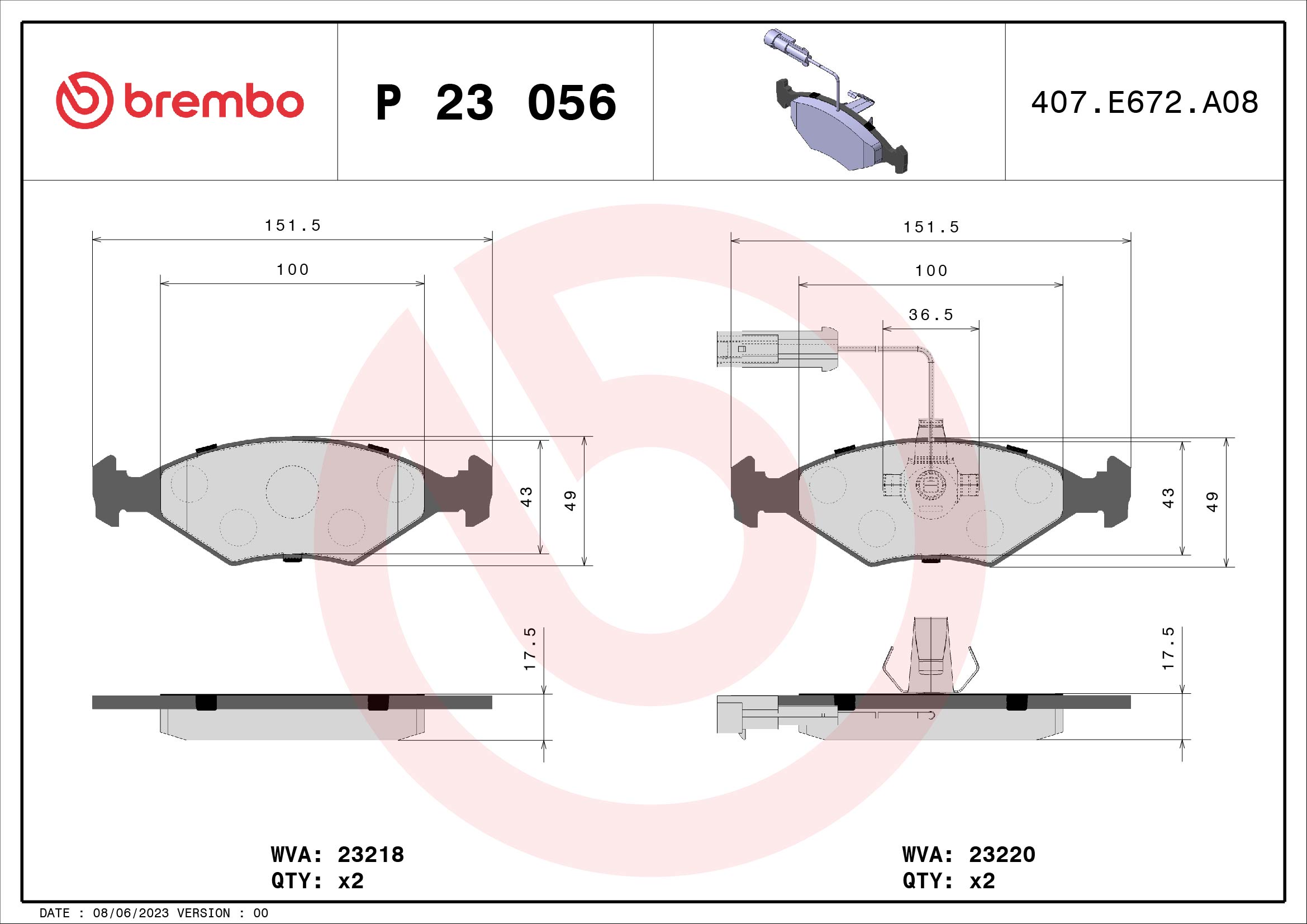 BREMBO Első fékbetét P23056_BREMBO