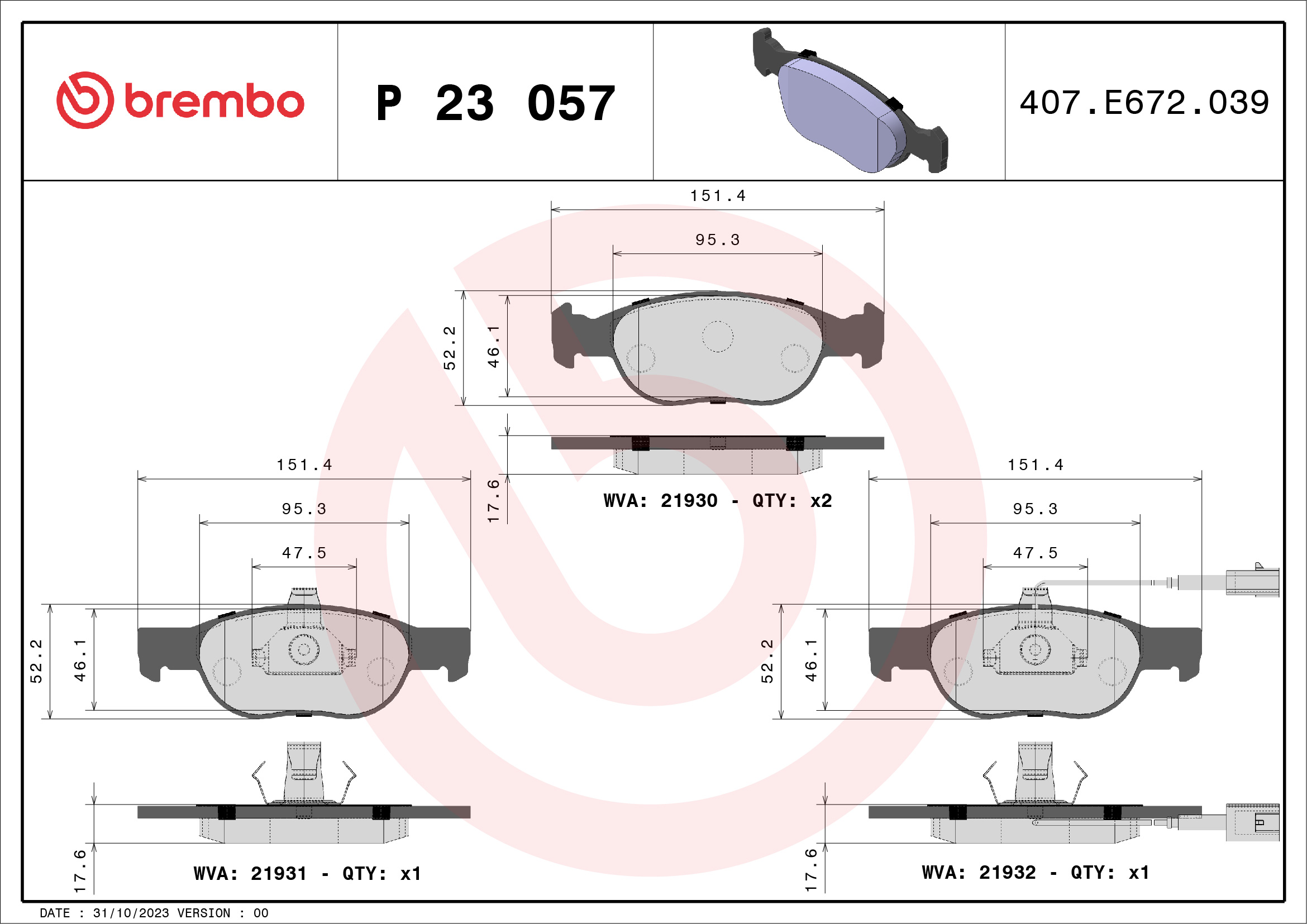 BREMBO Első fékbetét P23057_BREMBO