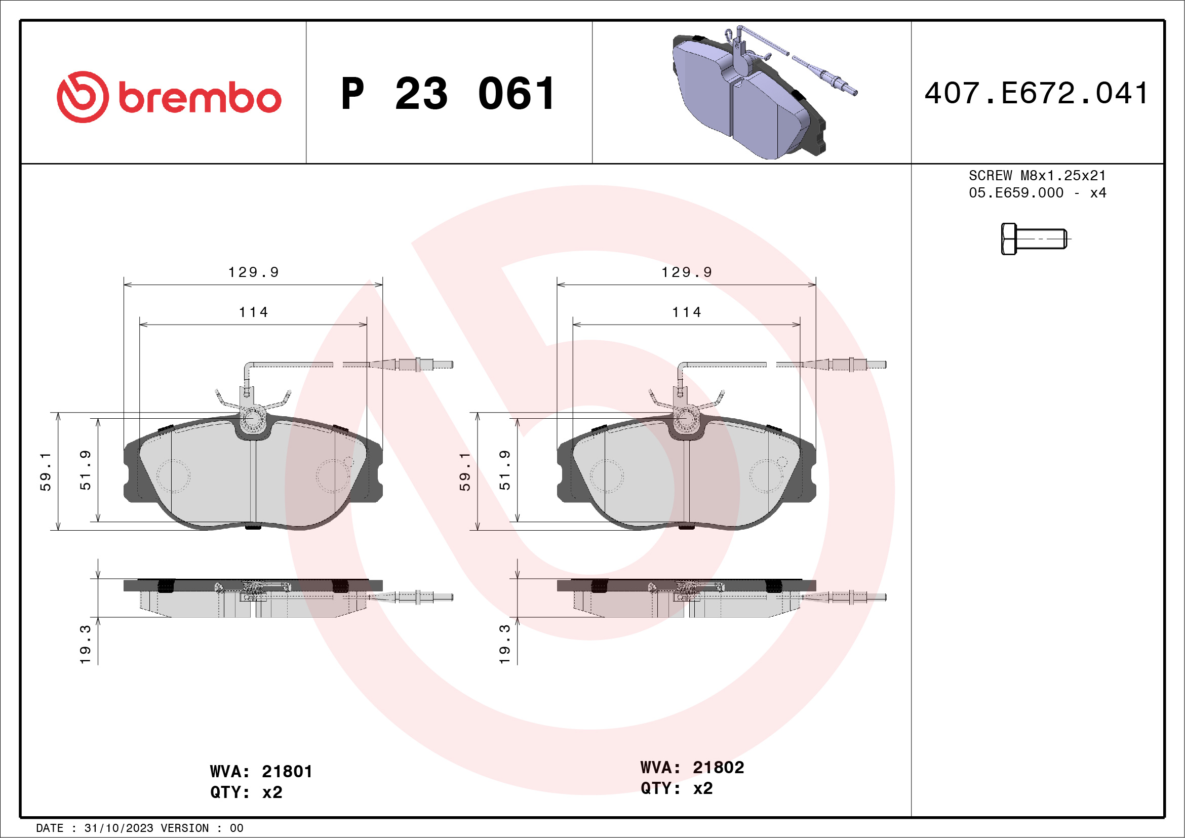 BREMBO Első fékbetét P23061_BREMBO