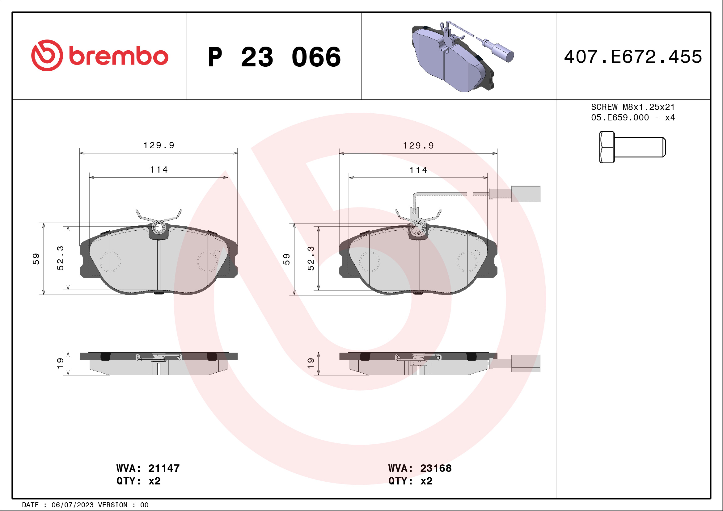 BREMBO Első fékbetét P23066_BREMBO