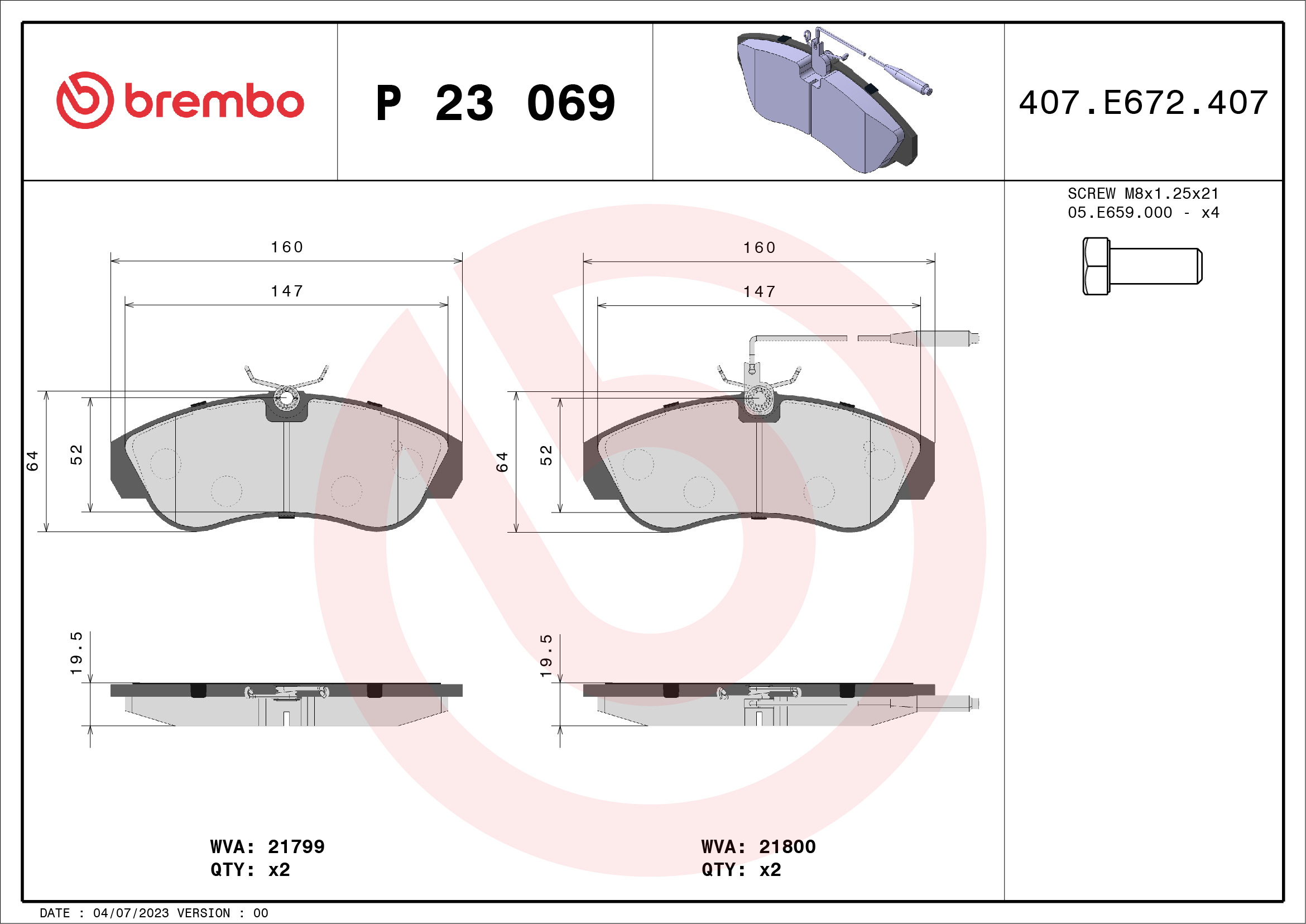 BREMBO Első fékbetét P23069_BREMBO