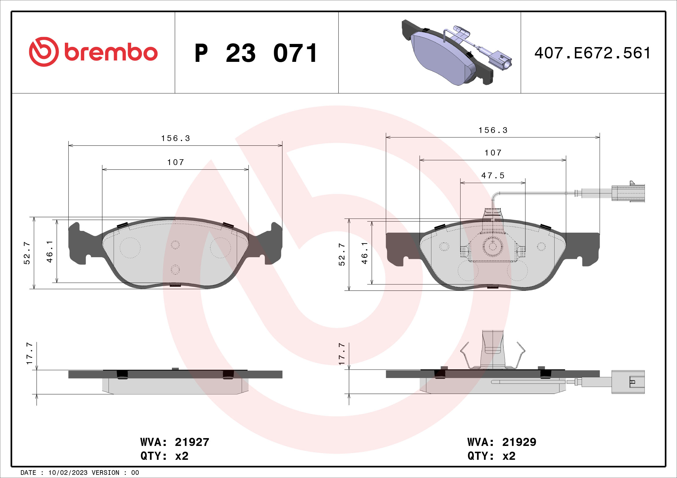 BREMBO Első fékbetét P23071_BREMBO