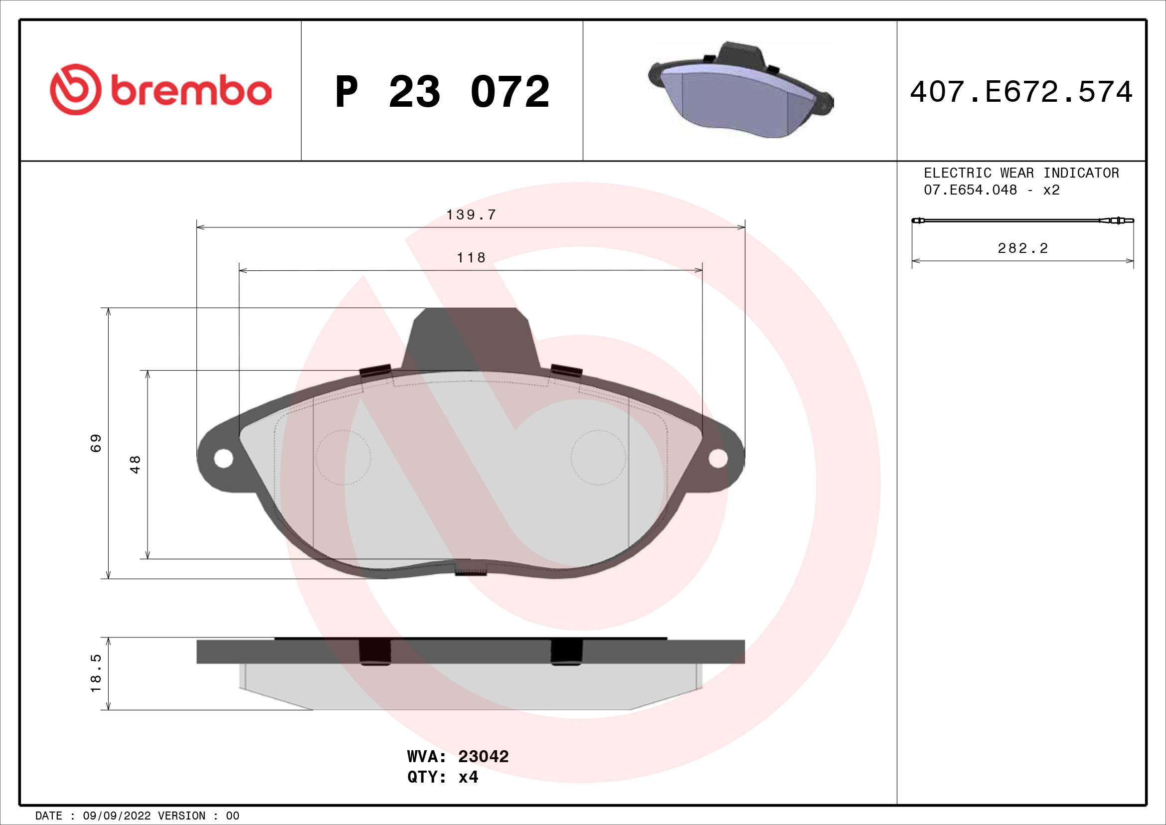 BREMBO Első fékbetét P23072_BREMBO