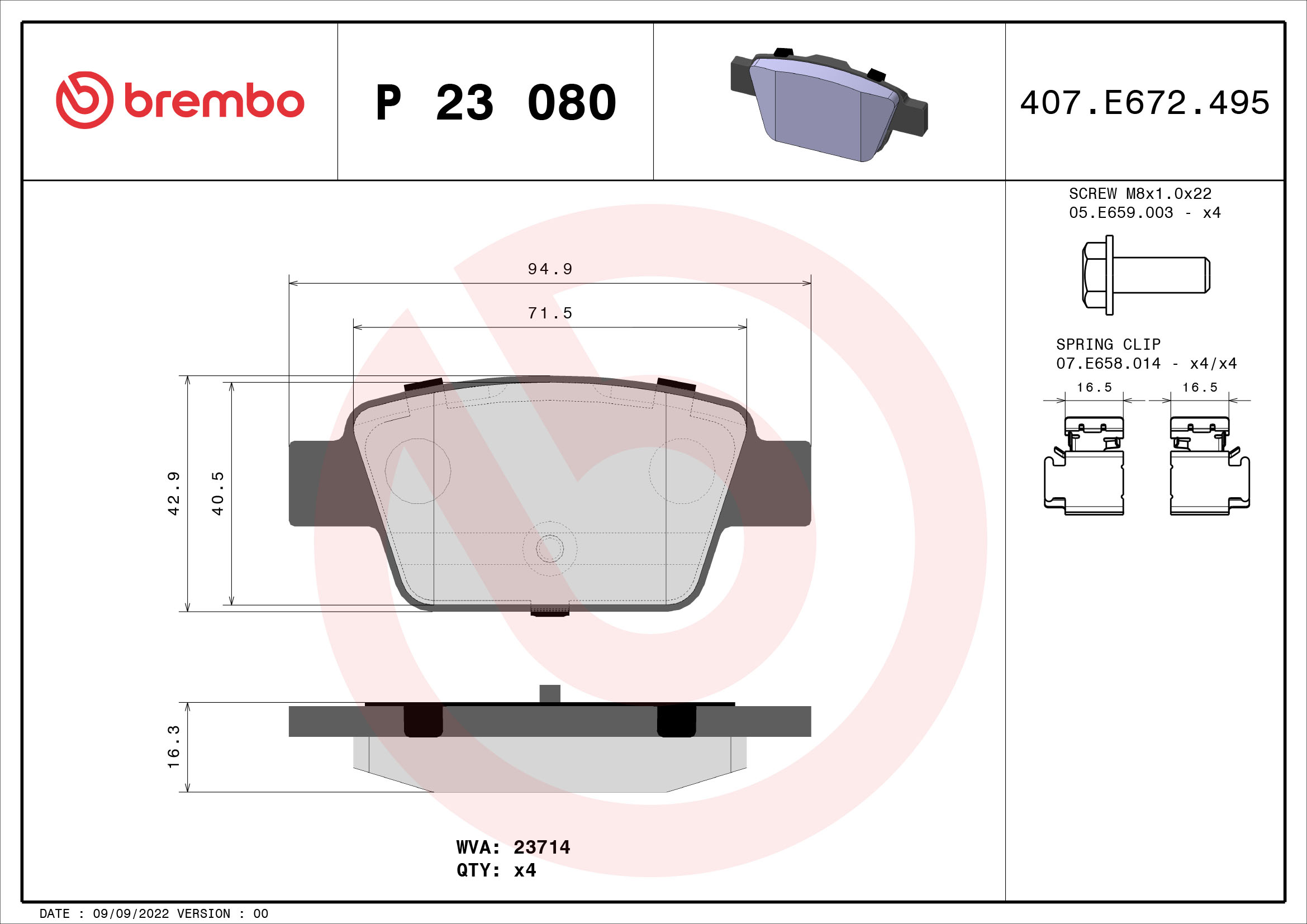 BREMBO Hátsó fékbetét P23080_BREMBO