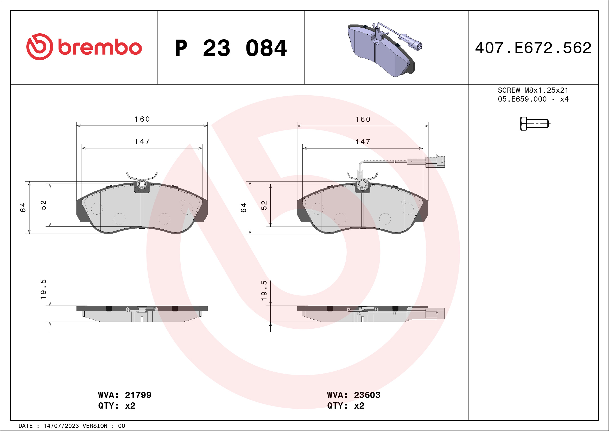 BREMBO Első fékbetét P23084_BREMBO