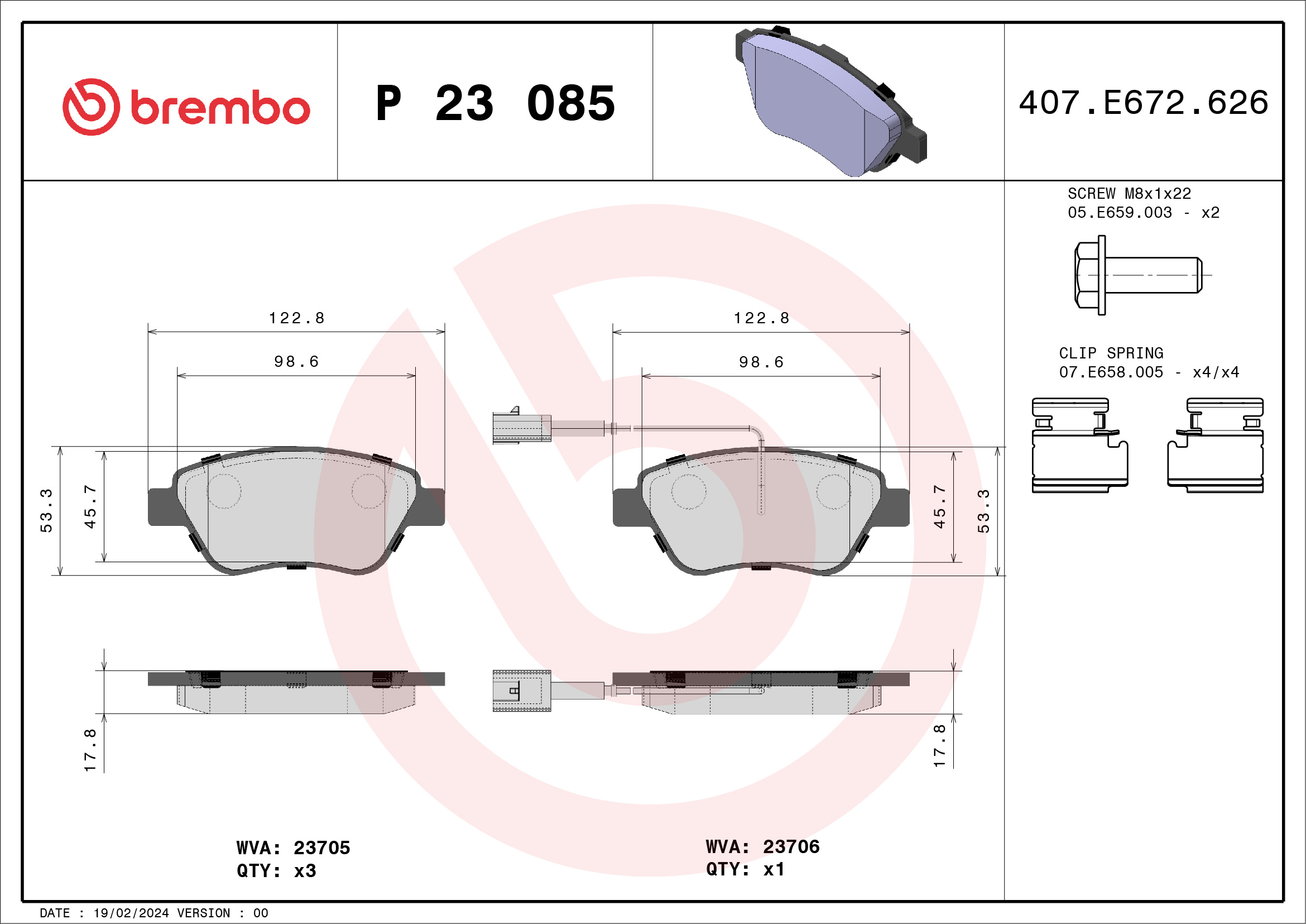 BREMBO Első fékbetét P23085_BREMBO