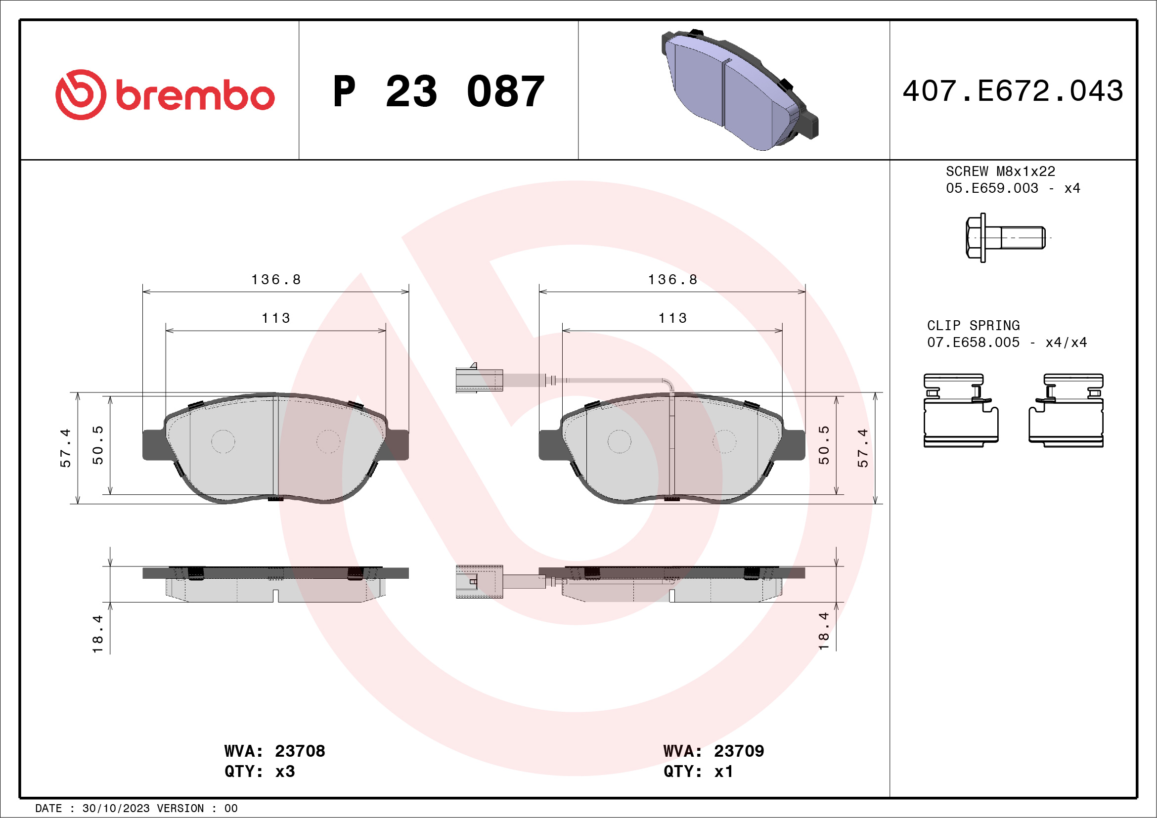 BREMBO Első fékbetét P23087_BREMBO