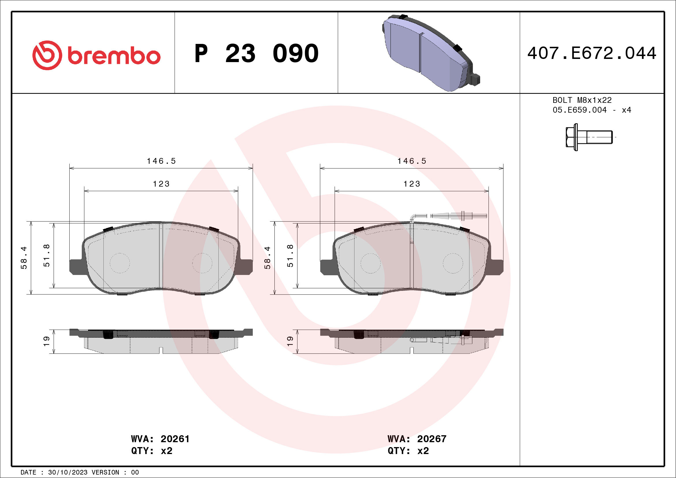 BREMBO Első fékbetét P23090_BREMBO