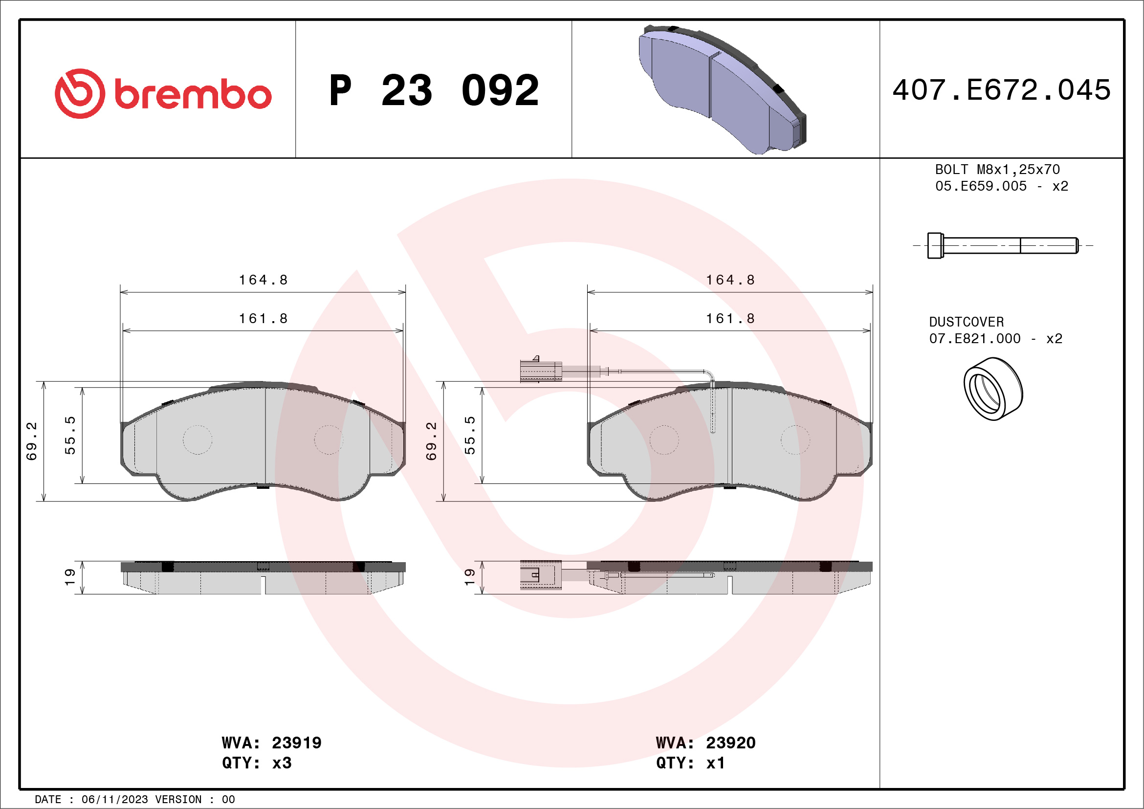 BREMBO Első fékbetét P23092_BREMBO