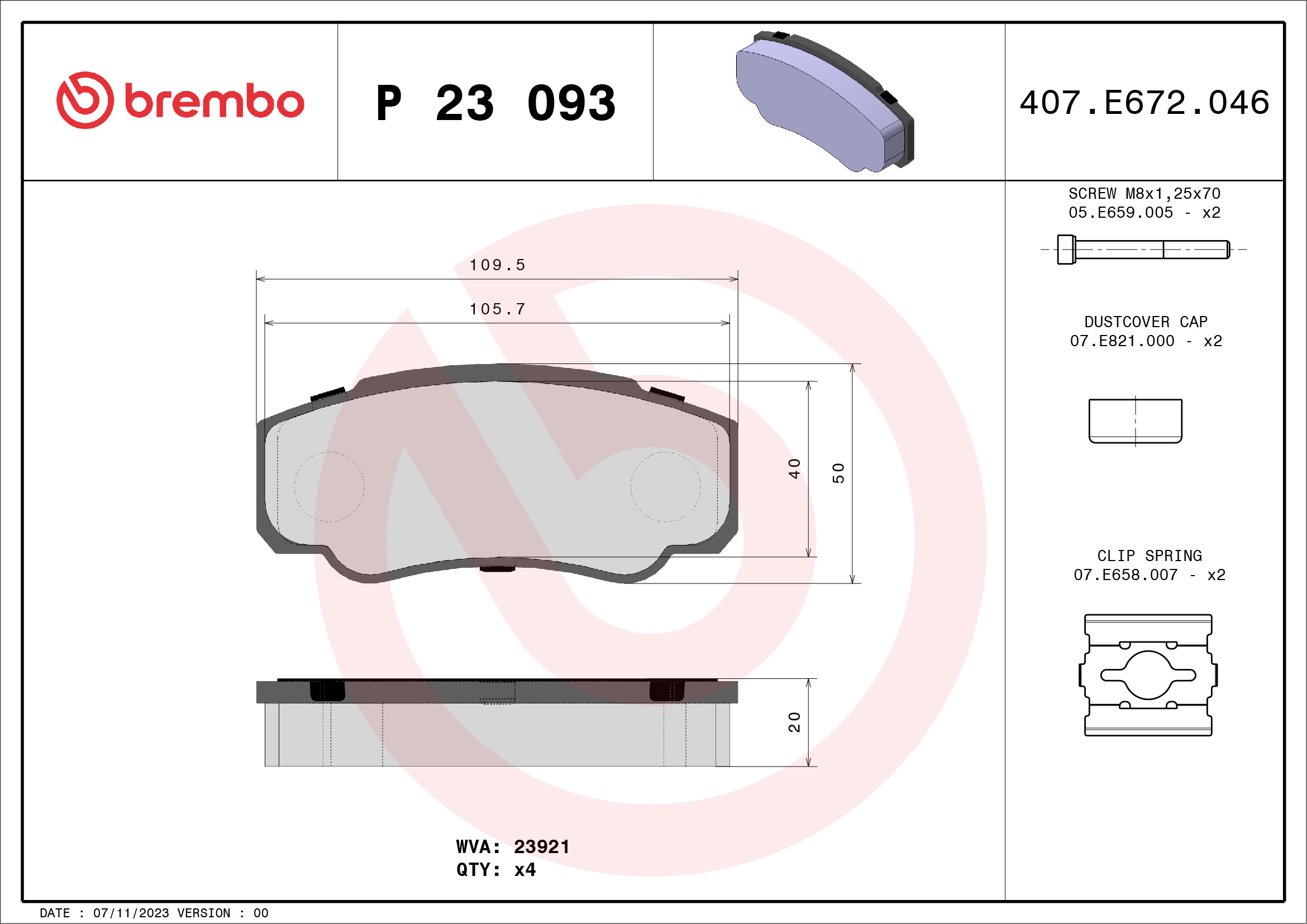 BREMBO Hátsó fékbetét P23093_BREMBO