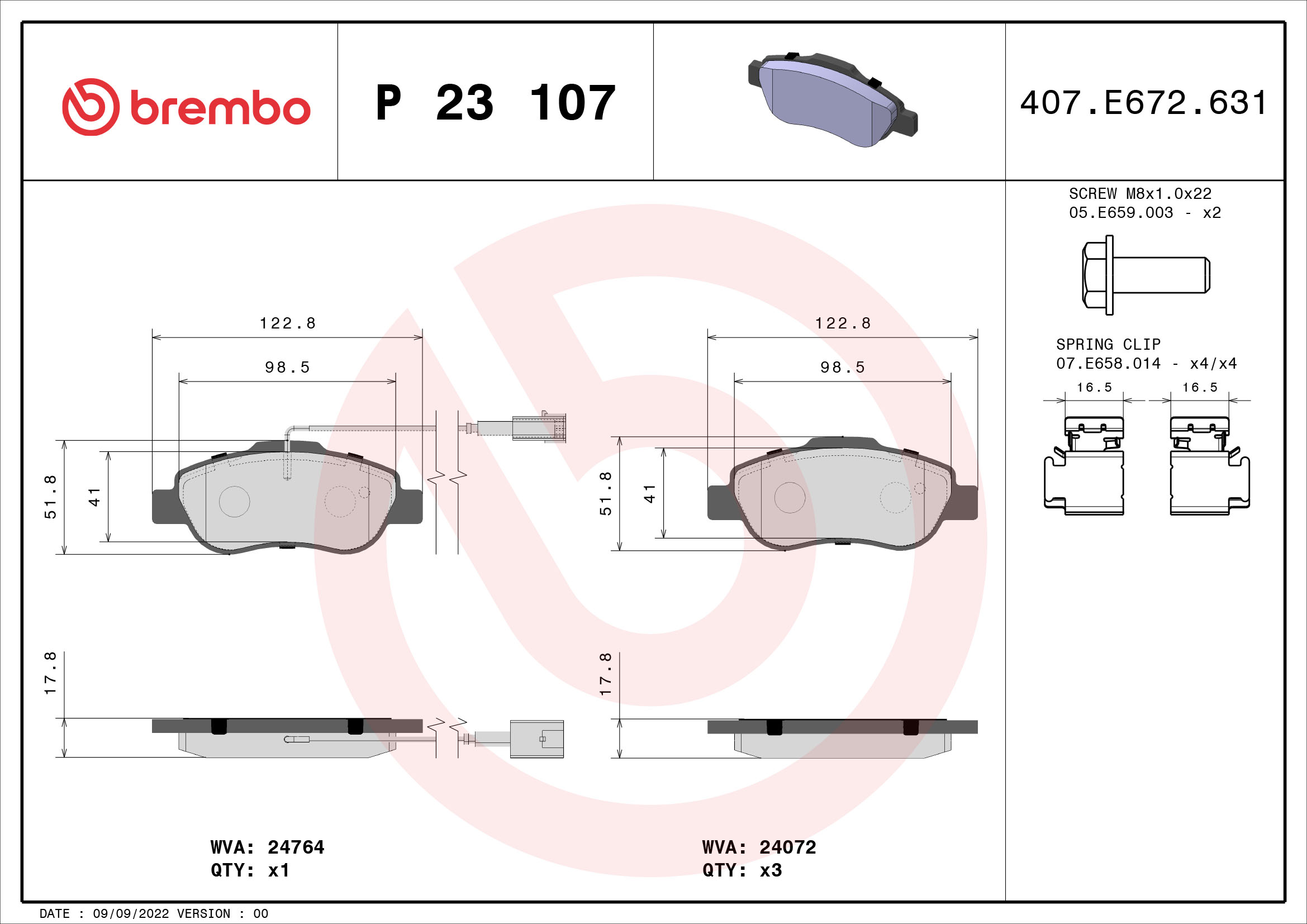 BREMBO Első fékbetét P23107_BREMBO