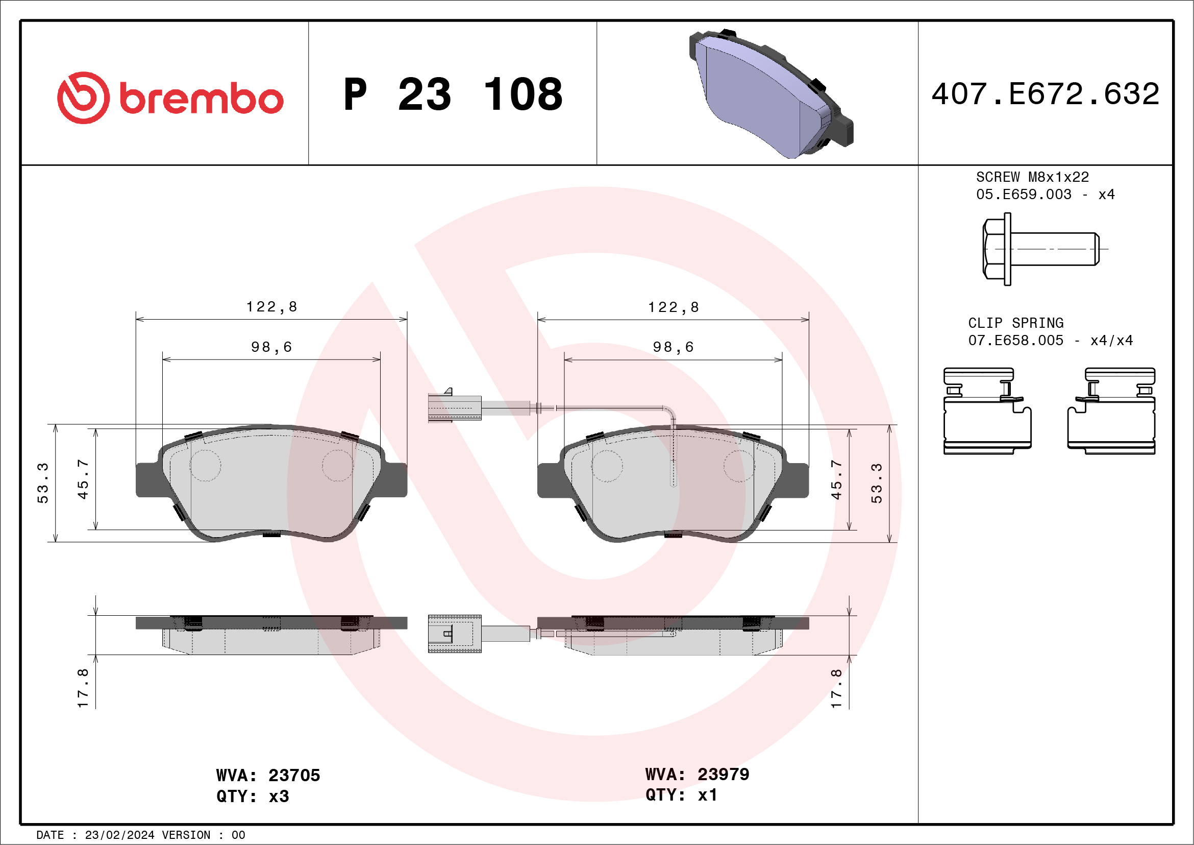 BREMBO Első fékbetét P23108_BREMBO