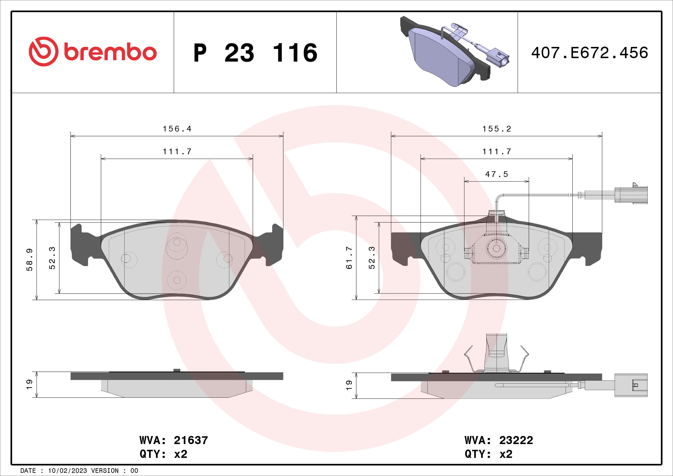 BREMBO Első fékbetét P23116_BREMBO