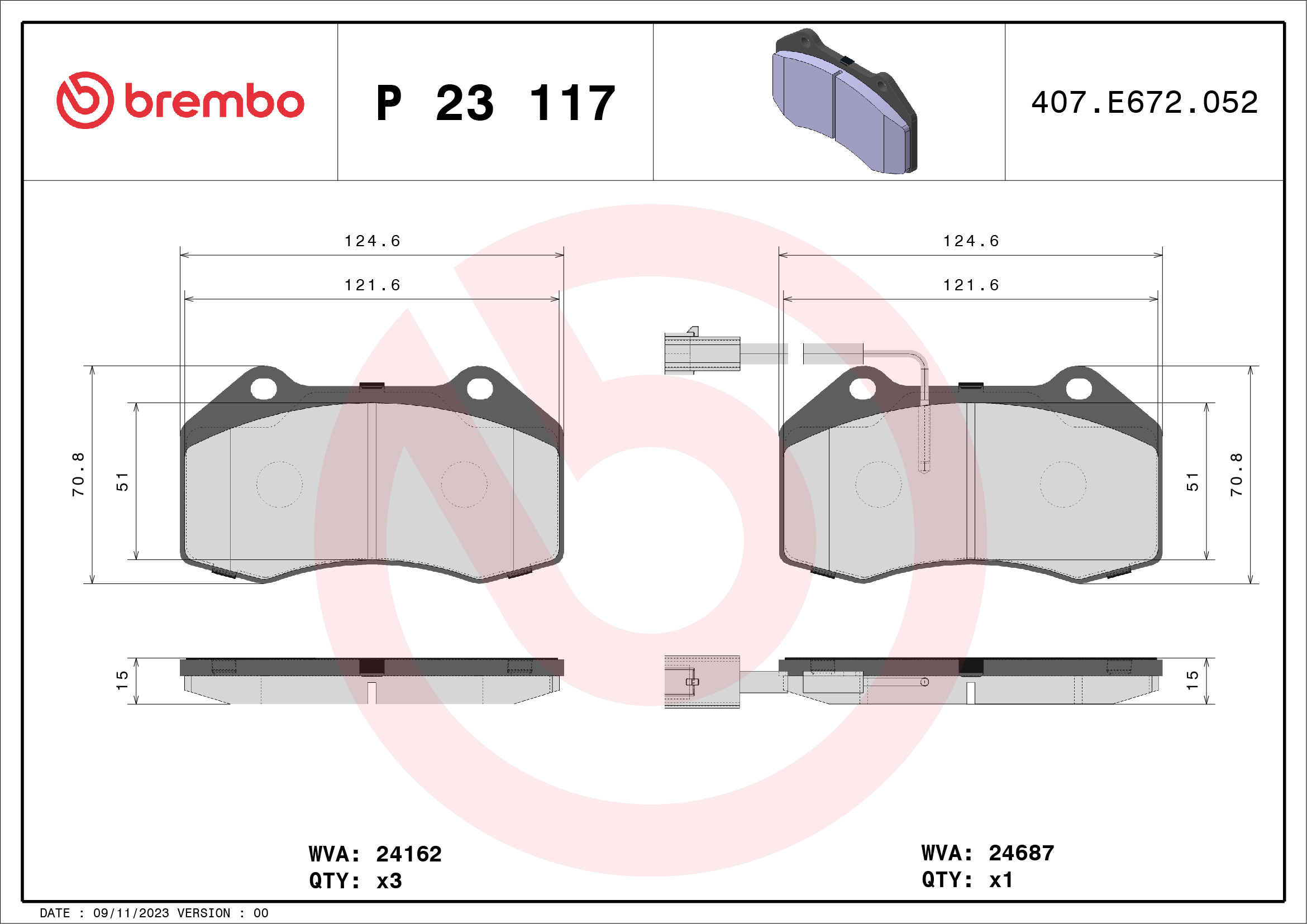 BREMBO Első fékbetét P23117_BREMBO