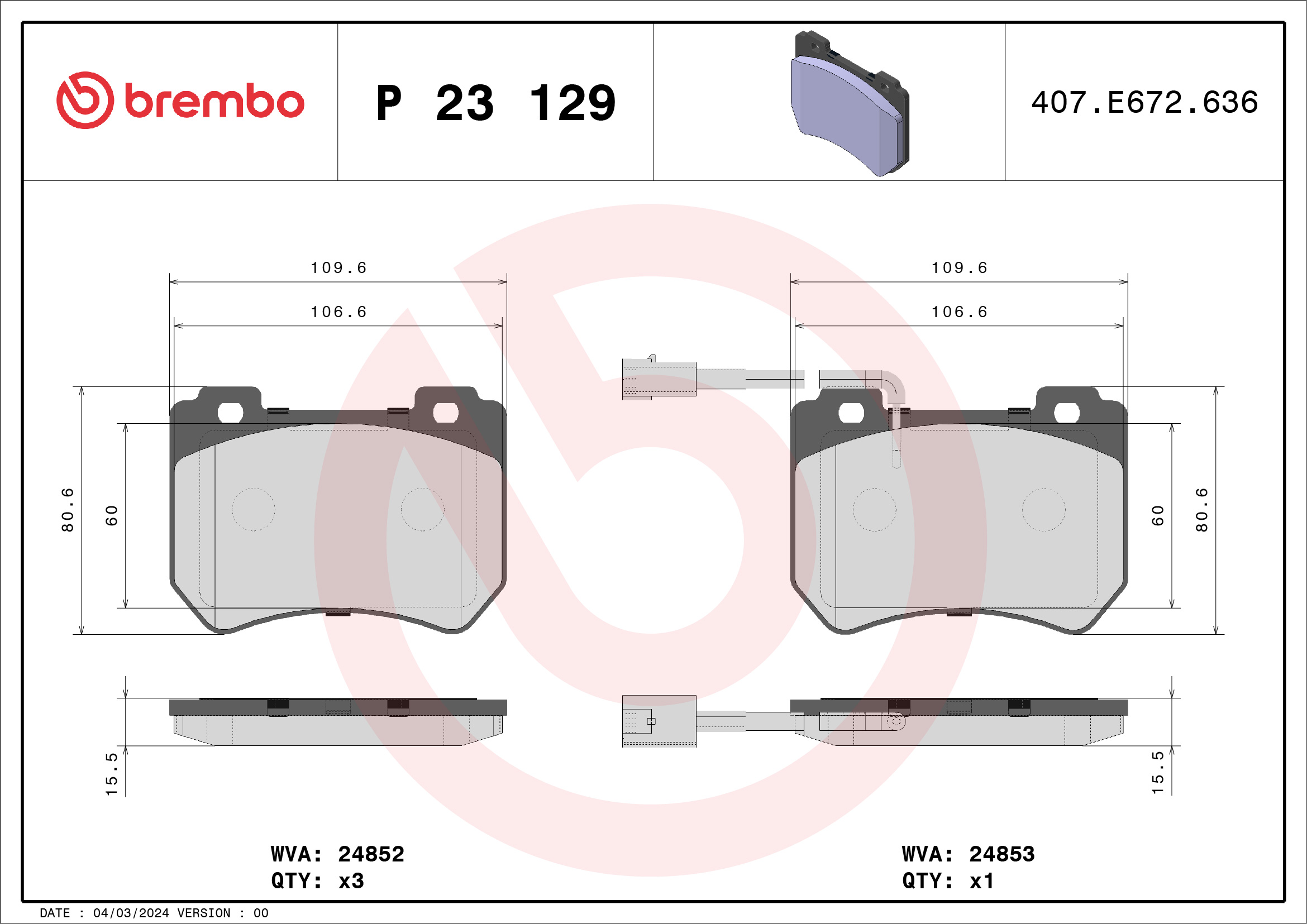 BREMBO Első fékbetét P23129_BREMBO