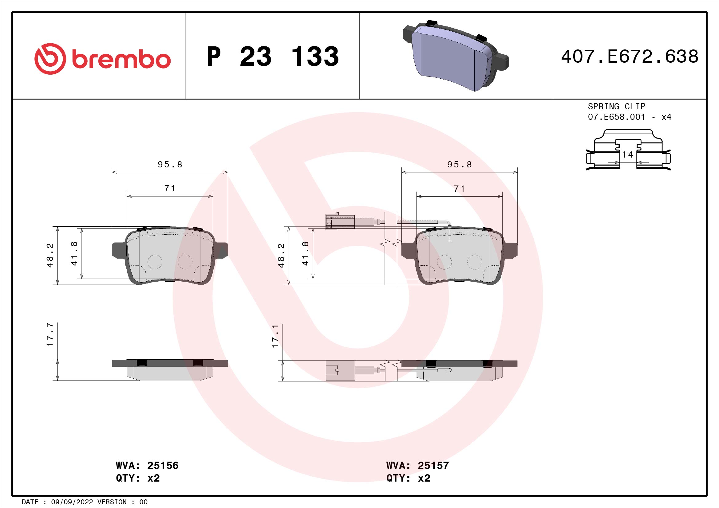 BREMBO Hátsó fékbetét P23133_BREMBO